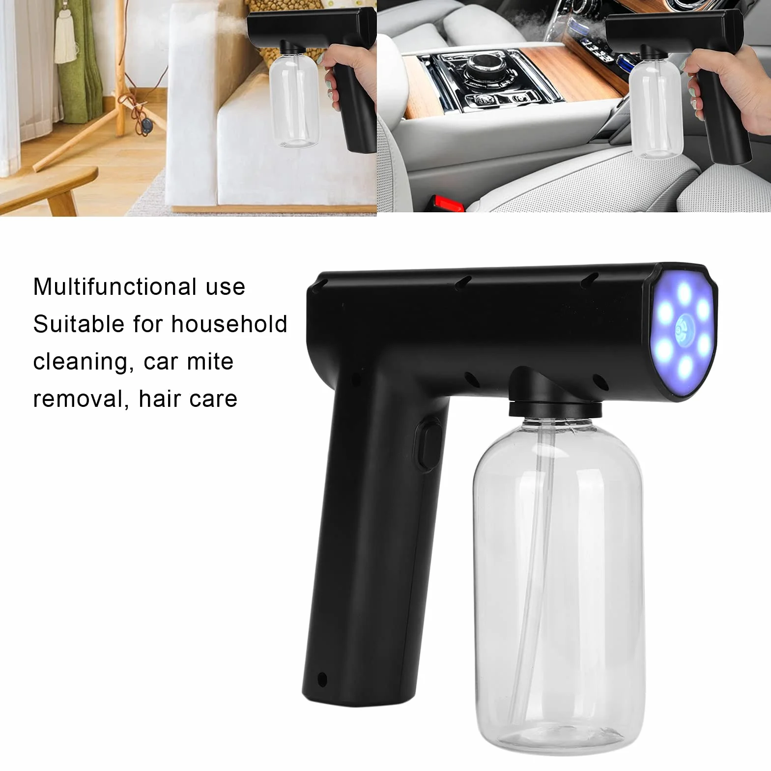 Pistolet parowy, elektryczny pistolet natryskowy, atomizer nanometryczny, bezprzewodowy nebulizator, akumulatorowy pistolet natryskowy, rozpylacz, maszyna do natryskiwania (czarny)