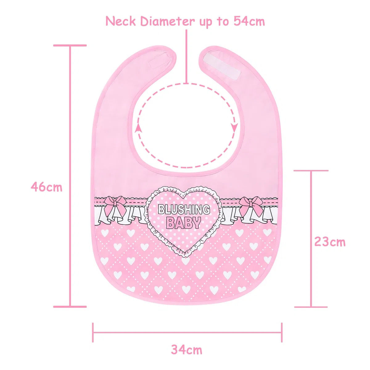 LittleForBig Bawełniany wodoodporny śliniak dla dorosłych z nadrukiem Babydoll z regulowanym zapięciem na rzep - Śliniak dla dorosłych Blushing Baby