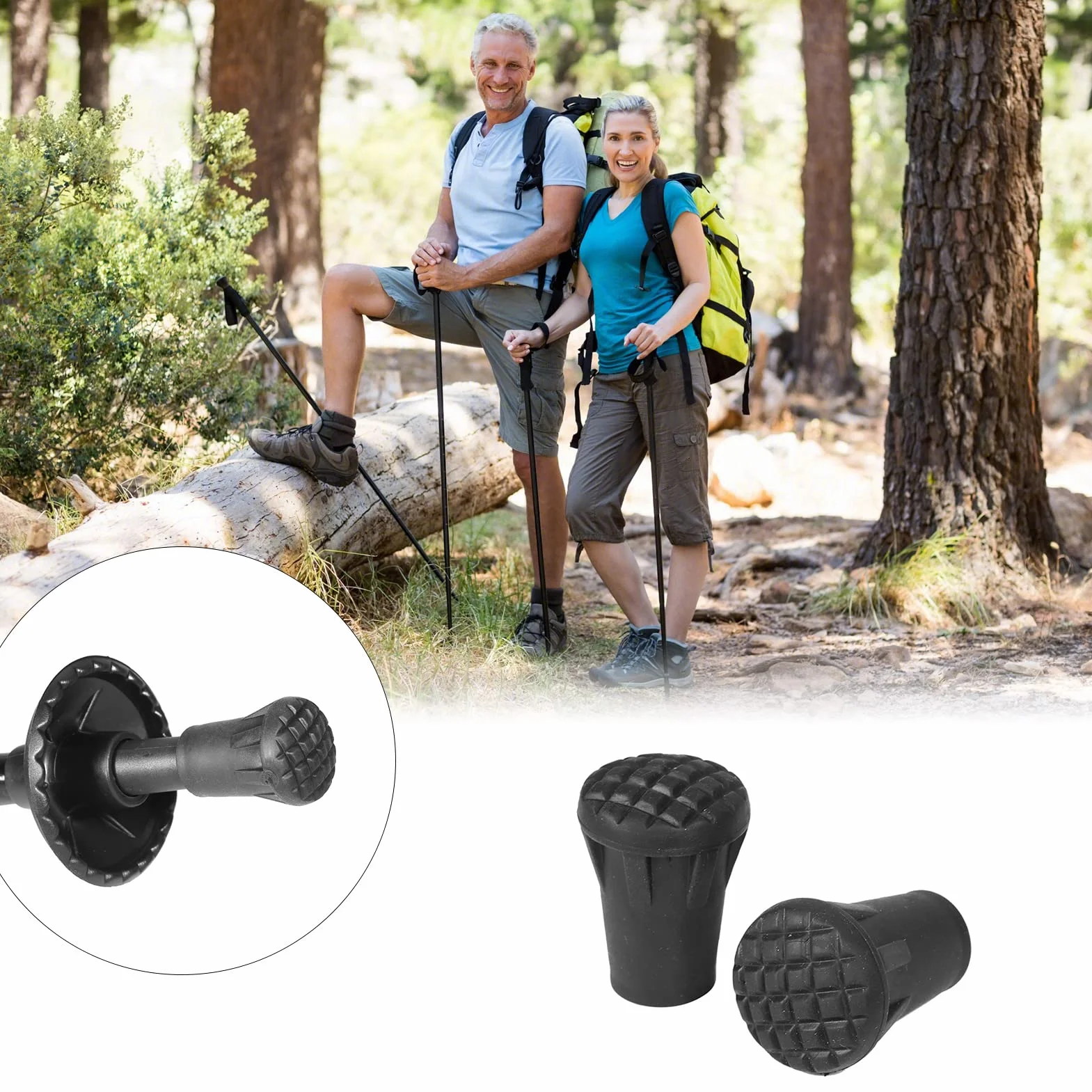 MAGT 6 szt./zestaw ochraniacze na kijki trekkingowe, czapki na kijki do nordic walkingu osłona na głowę zapasowe gumowe końcówki końcówka do kijków turystycznych do wędrówek pieszych, kijki trekkingowe
