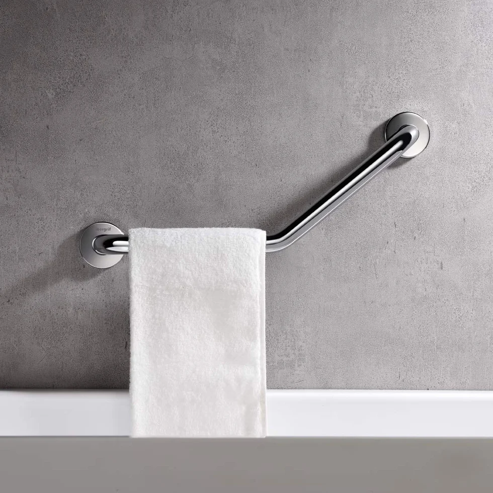 Ibergrif M34017, uchwyty prysznicowe, ASA Łazienka kąt bezpieczeństwa, balustrady WC, stal nierdzewna, srebro, 40 cm
