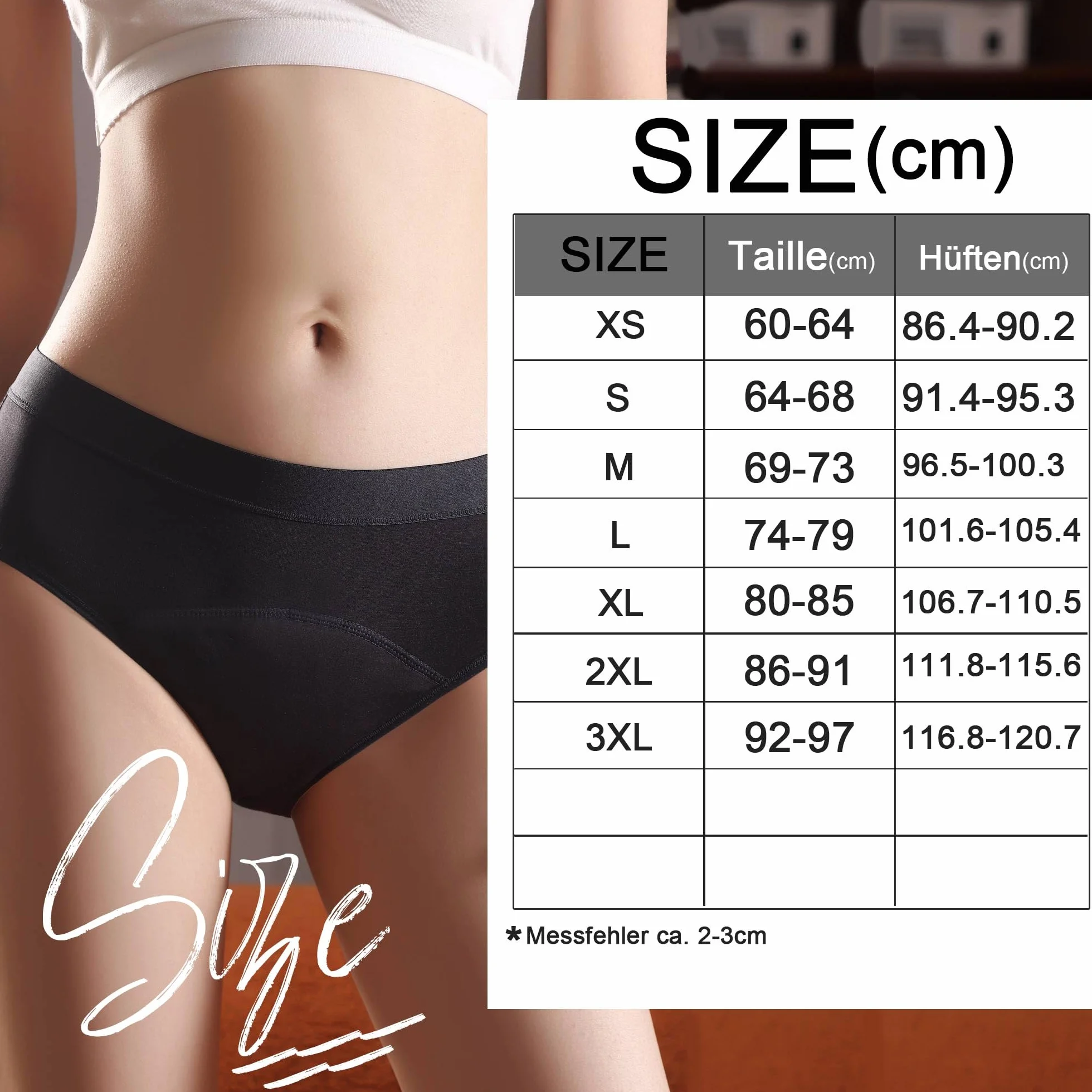 Absorbujące Majtki Menstruacyjne = 4-5 tamponów - Można prać - Bawełna - Nietrzymanie moczu - Majtki okresowe - XS/3XL (3 Pack,M)
