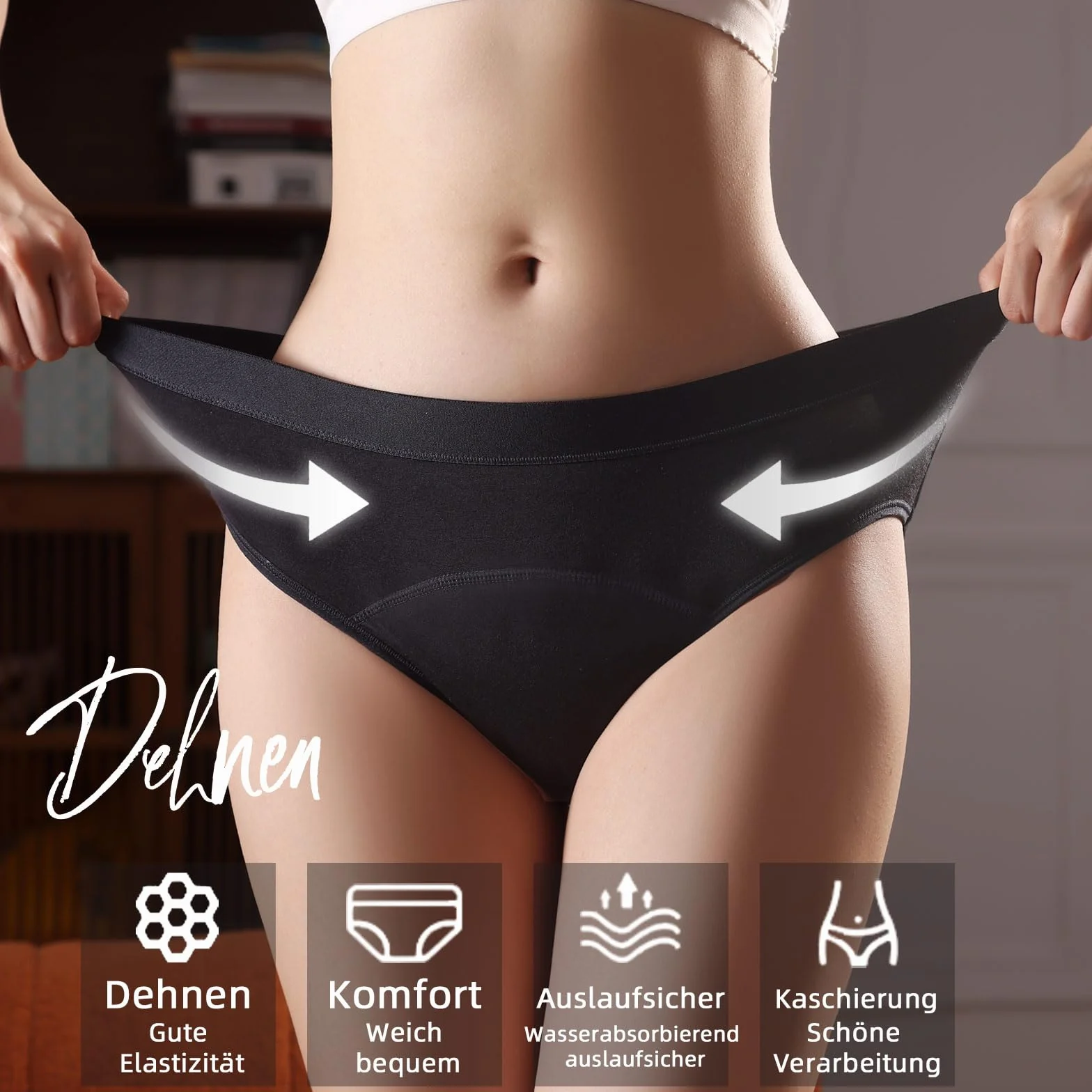 Absorbujące Majtki Menstruacyjne = 4-5 tamponów - Można prać - Bawełna - Nietrzymanie moczu - Majtki okresowe - XS/3XL (3 Pack,M)