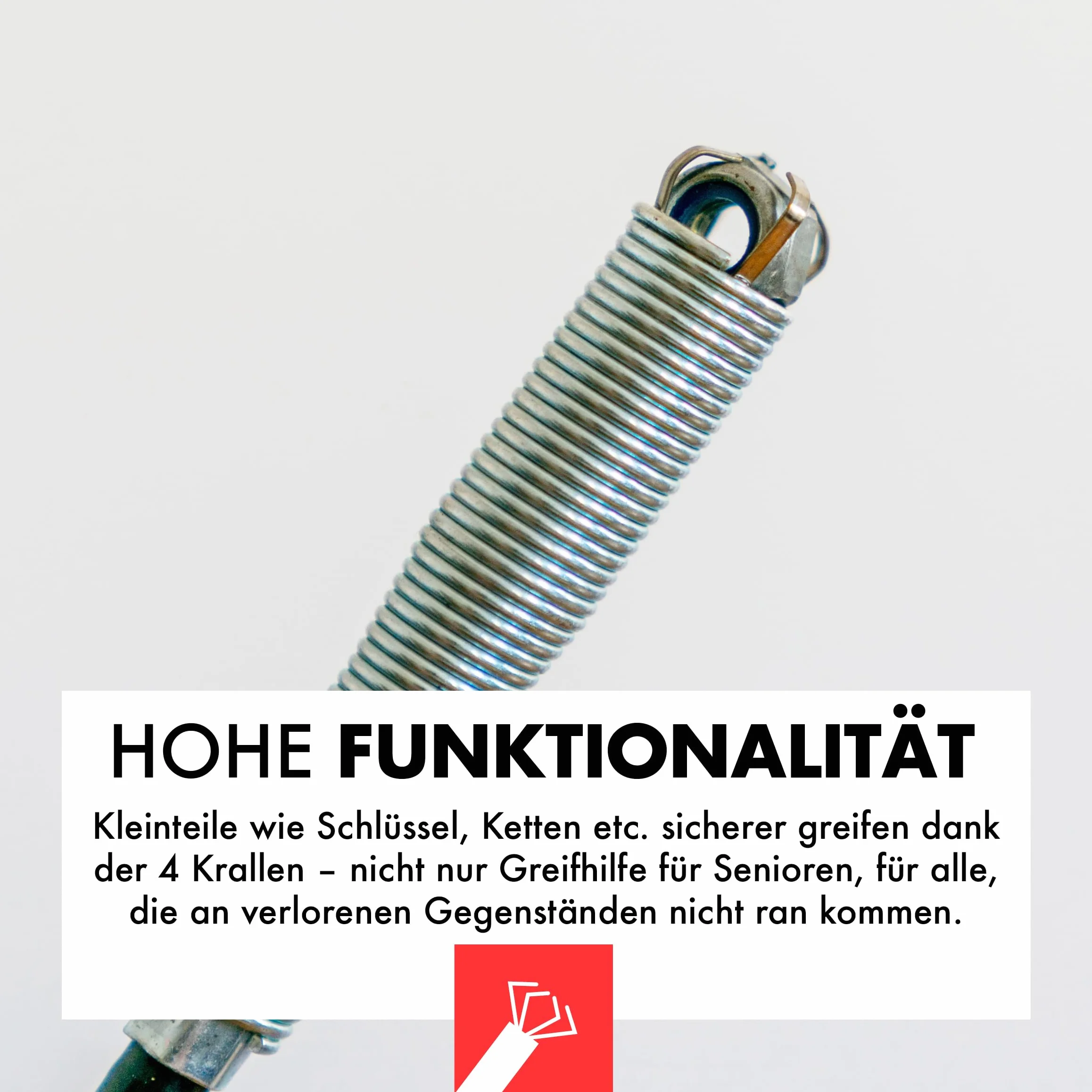 JOAM Chwytak do pazurów (200 cm), bardzo bezpieczne i przyjemne trzymanie dzięki ergonomicznemu uchwytowi – spirala odpływowa – uniwersalne zastosowanie, teleskopowy chwytak do domu i pracy – ramię