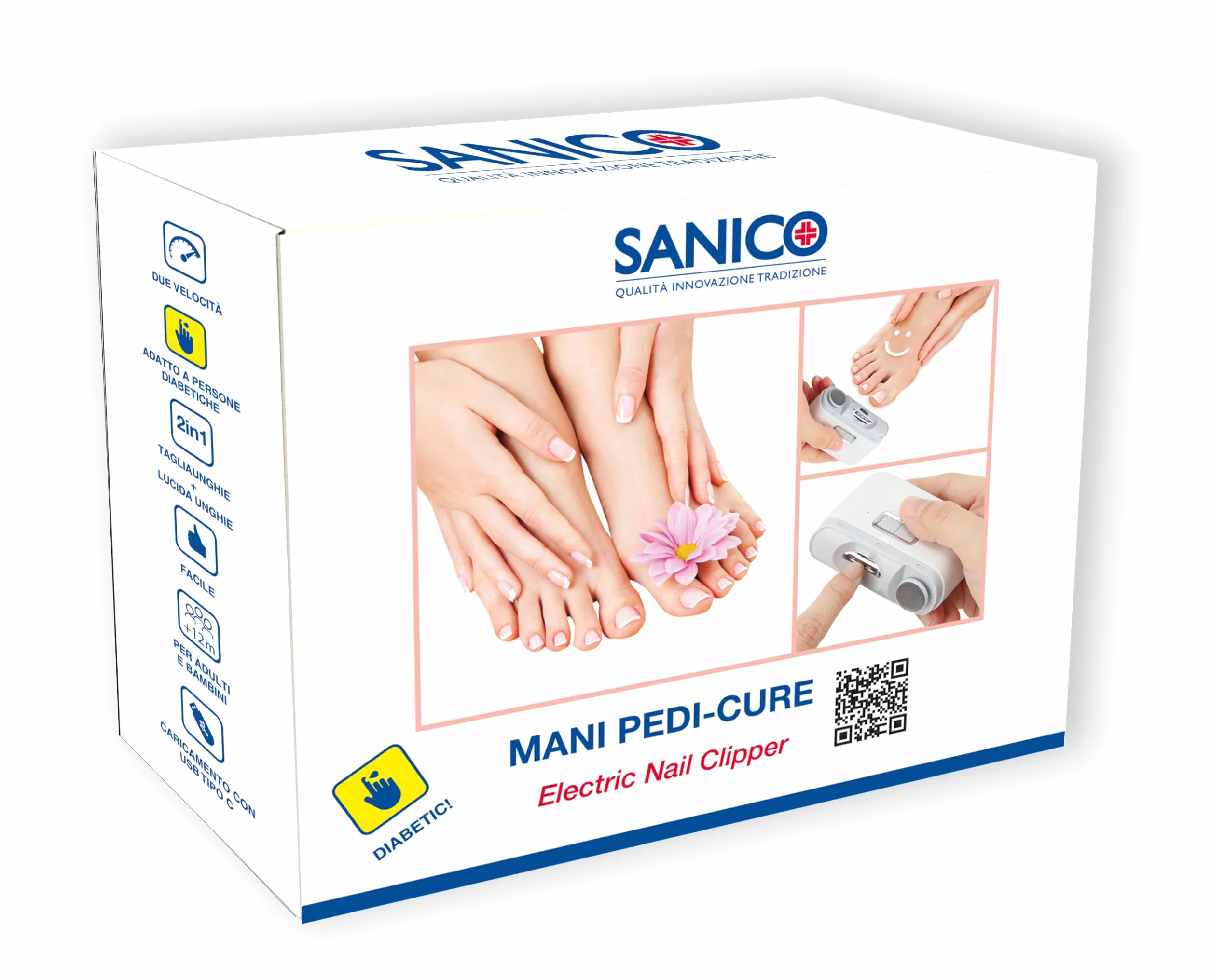 Sanico Elektryczny obcinacz do paznokci, bezprzewodowy, bezpieczny i prosty, 2 prędkości, idealny do manicure dla dorosłych i dzieci, przyjazny dla cukrzyków