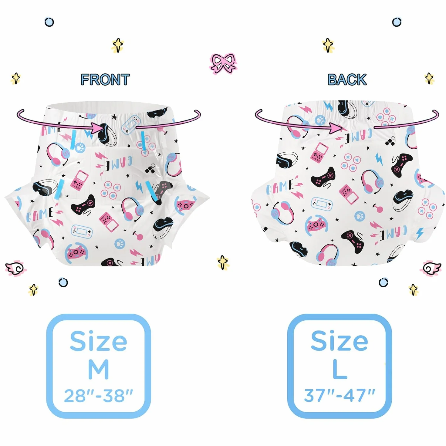 Pieluchy dla dorosłych CutiePlusU Opakowanie 10 szt. Wkłady nietrzymania moczu z zapięciami bocznymi Maksymalna chłonność na noc L 94-119CM