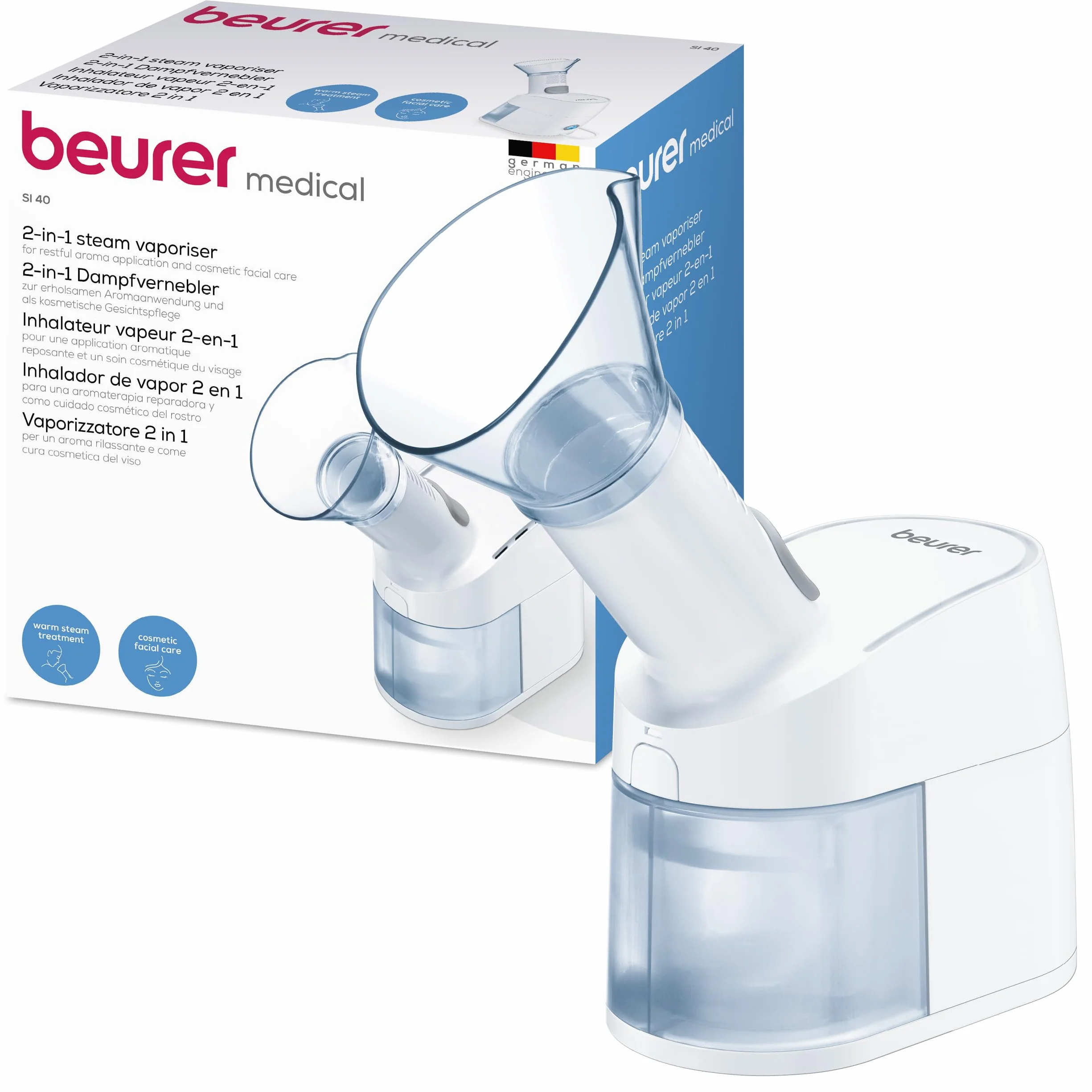 Beurer SI 40 inhalator parowy do nawilżania ust nosa gardła nebulizacja soli fizjologicznej olejków eterycznych