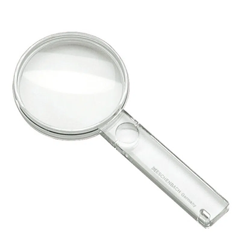 Eschenbach 2612407 - Reading magnifier with additional lens in handle, Excellent orientation on reading material due to transparent frame, Dimensions Lens: Ø 45 mm, Magnification: 3,25x, Dioptre: 9