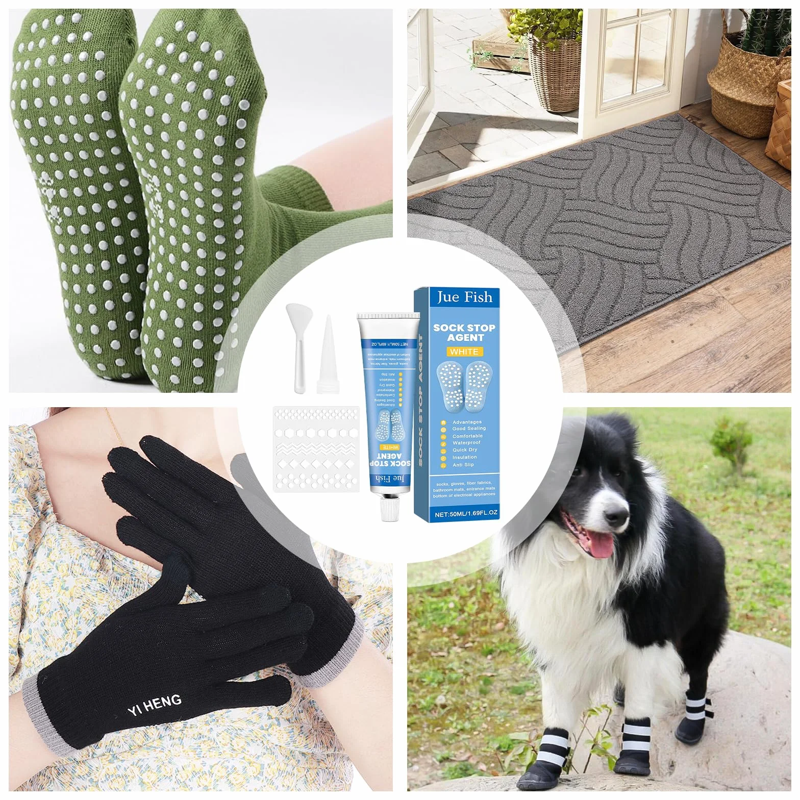 Sock Stopp 2 zestawy antypoślizgowych stoperów do skarpet, 2 x 50 ml, płyn do skarpet wełnianych, rękawiczek, dywanów, nadają się do prania
