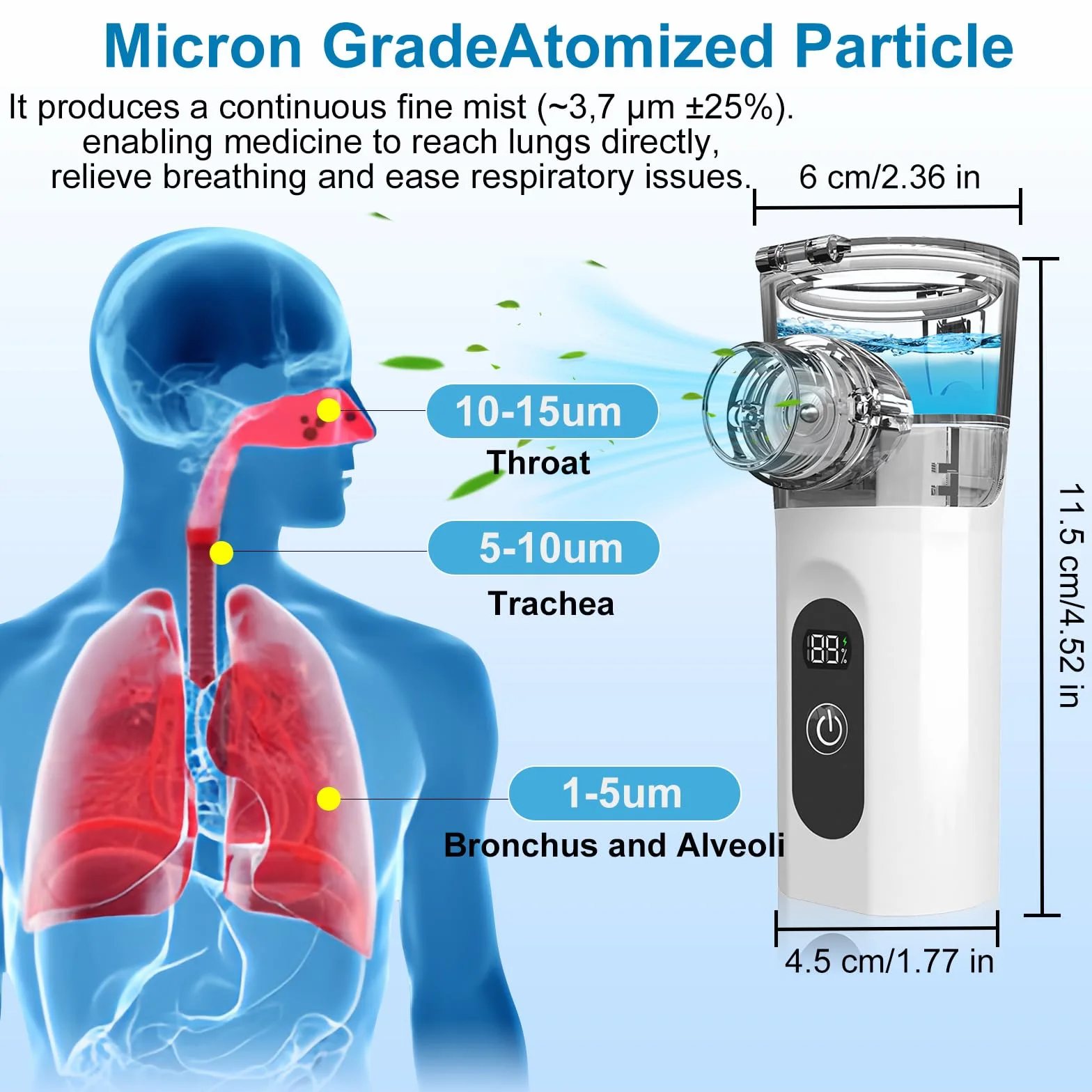 Nebulizator ultracichy regulowany rozpylacz do inhalacji dla dorosłych i dzieci