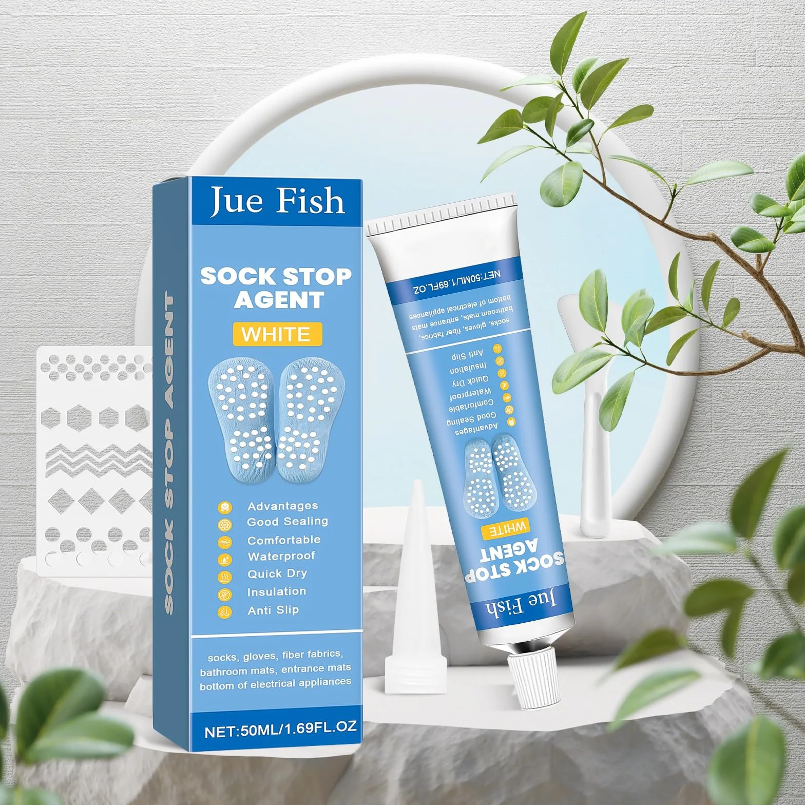Sock Stopp 2 zestawy antypoślizgowych stoperów do skarpet, 2 x 50 ml, płyn do skarpet wełnianych, rękawiczek, dywanów, nadają się do prania