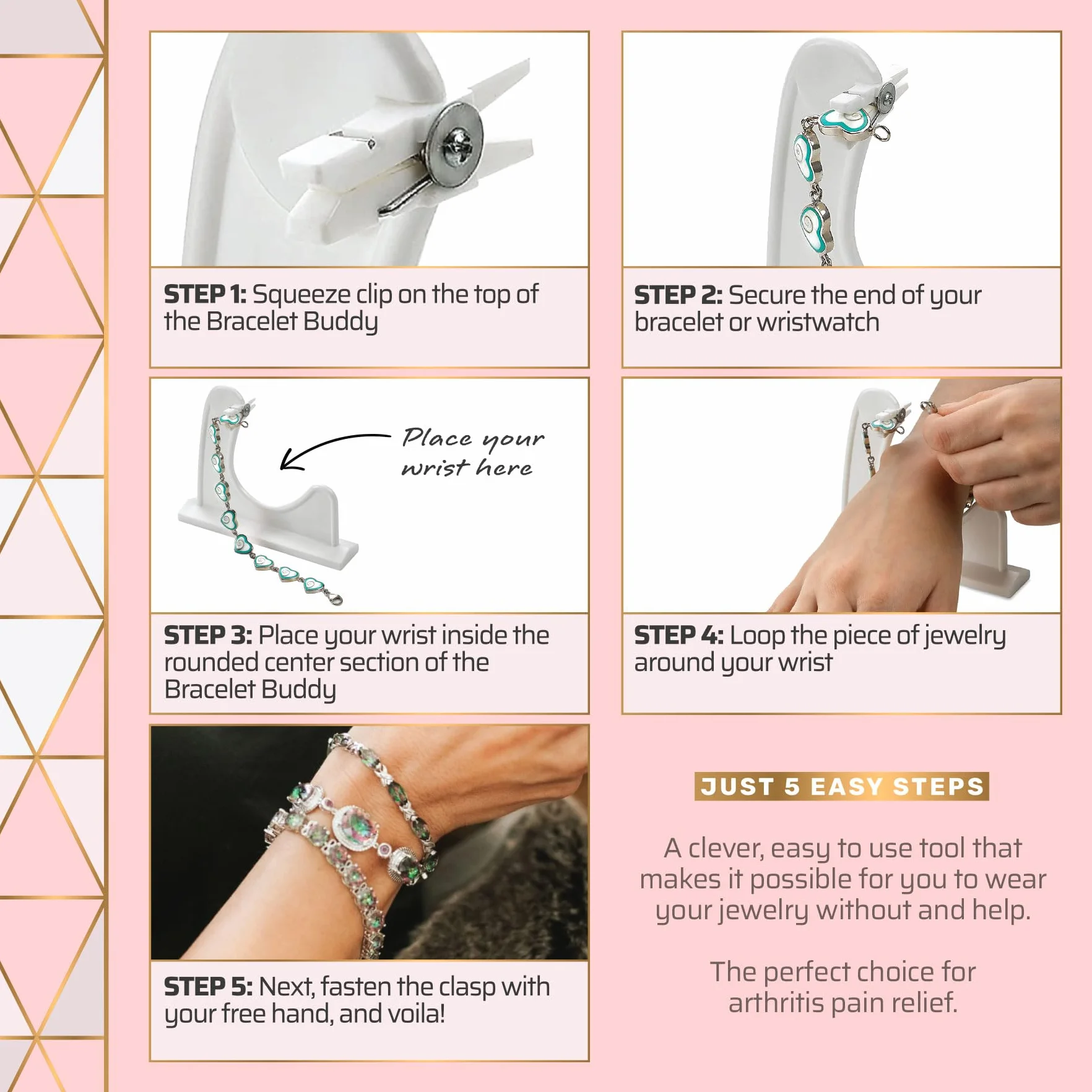 Medca Bracelet Buddy- Biżuteria Pomocnik zapinania pomocy szybko zapinać i odpinać bransoletki lub zegarki - 2 Pack