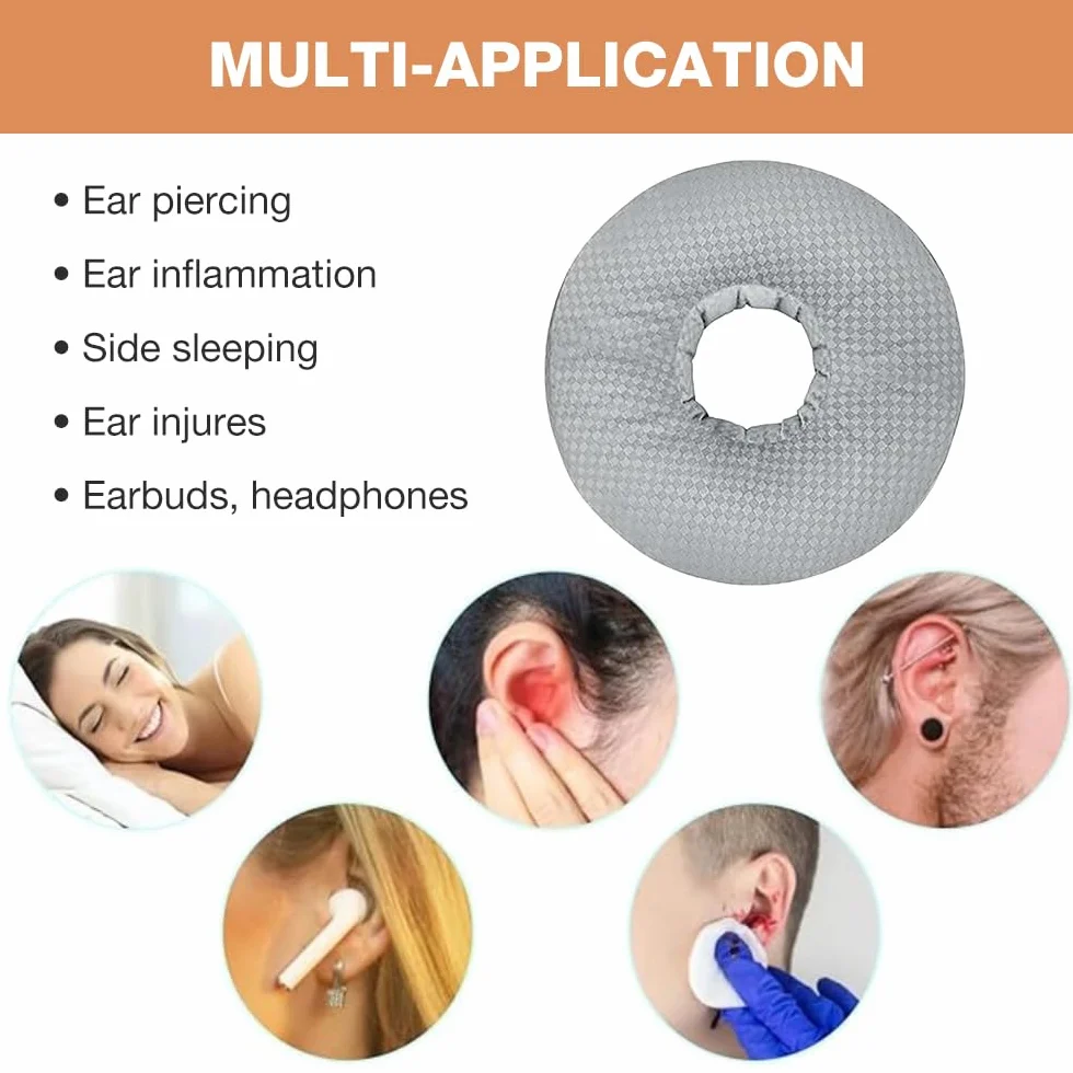 Poduszka do piercingu z otworem, poduszka do ucha, zapobiega bólom ucha, do łagodzenia bólu w uchu, dla osób śpiących na boku, poduszka do piercingu ucha (szara)