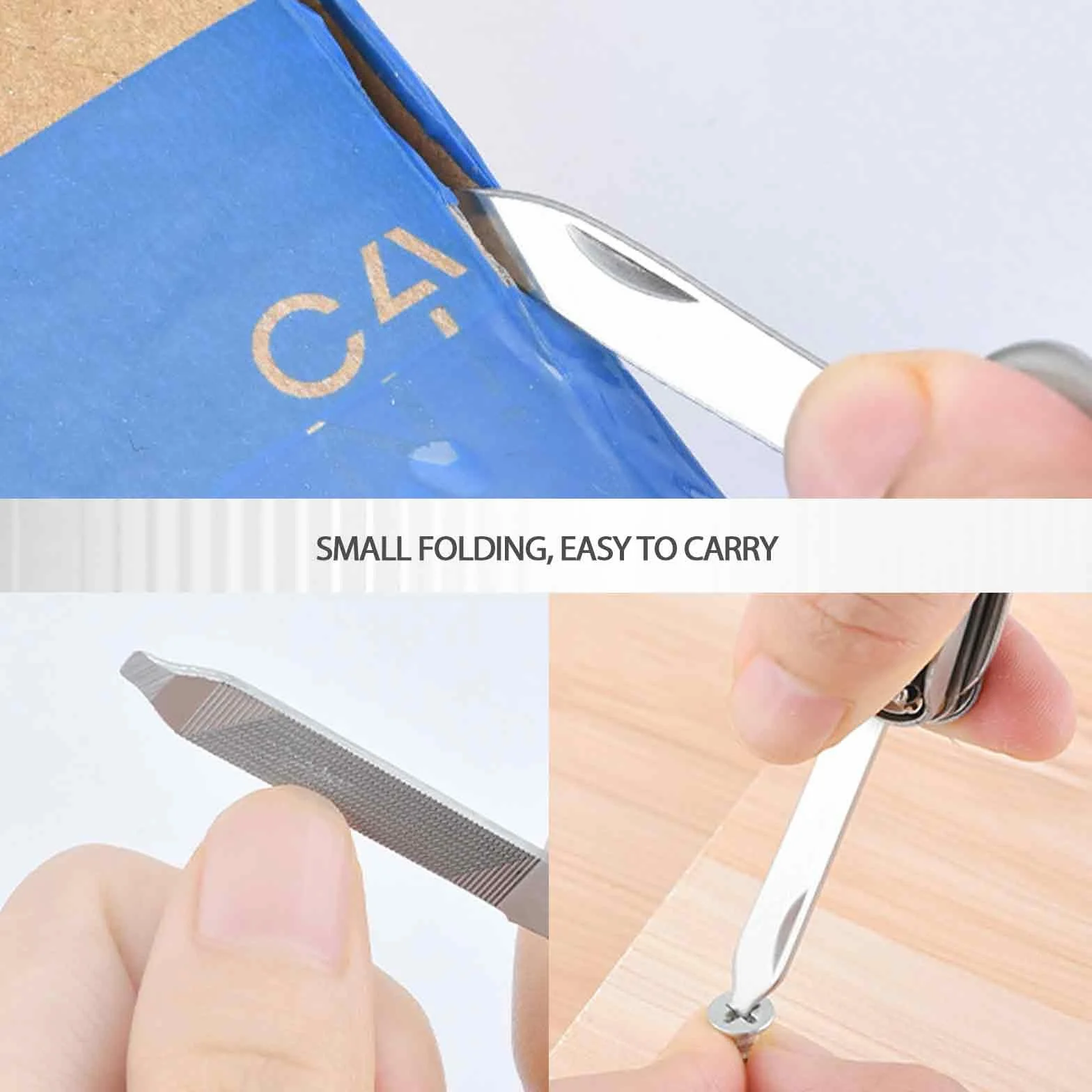 Obcinacz do paznokci, 5,5 x 2 cm, mini scyzoryk z pudełkiem, nadaje się do wielu zastosowań, takich jak obcinanie paznokci, manicure, cięcie, demontaż i montaż części (kolor stalowy).