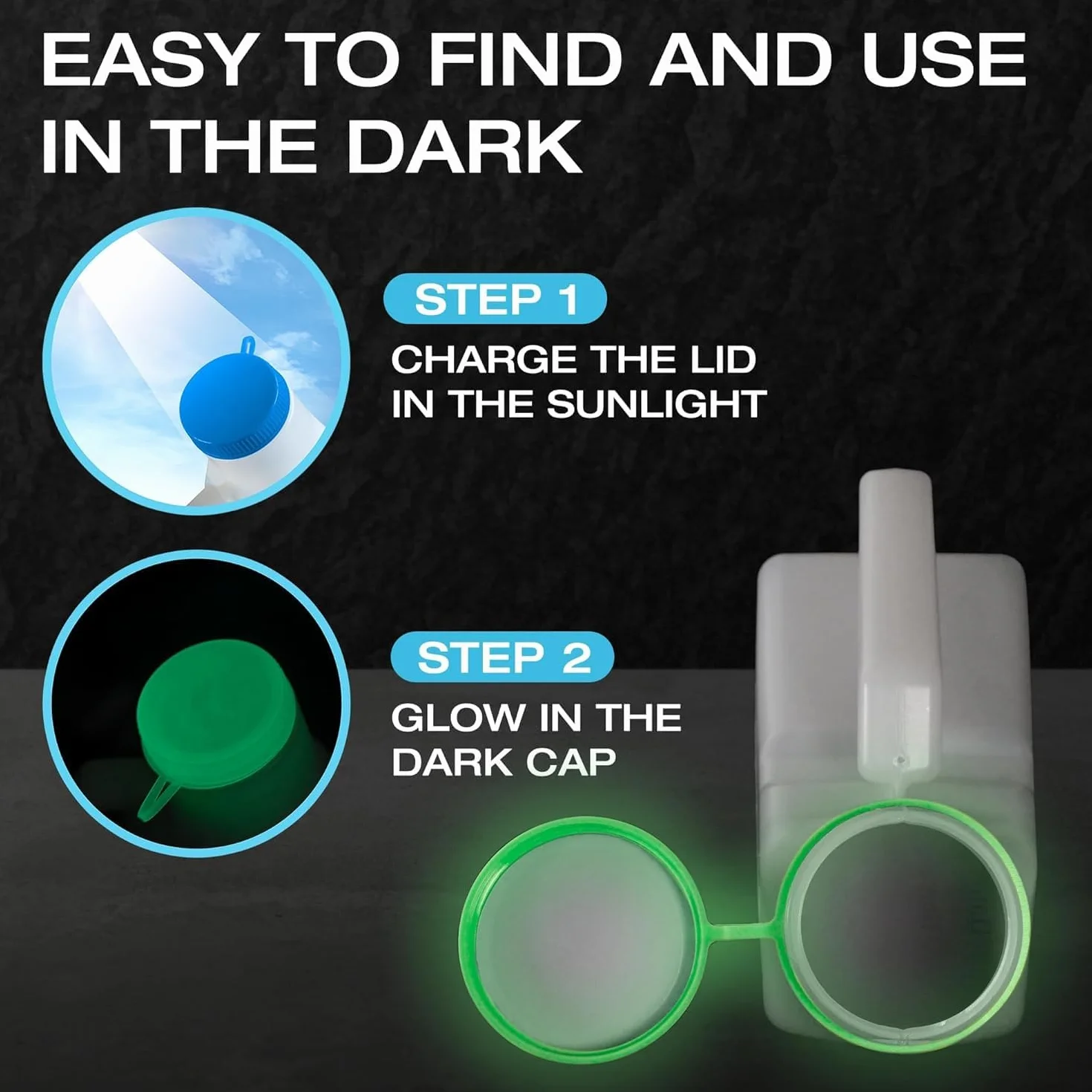 Tilcare Pisuary dla mężczyzn Glow in The Dark 2 Pack 1000mL Gruba plastikowa butelka na nocnik z nakręcaną pokrywą Zabezpieczona przed rozlaniem