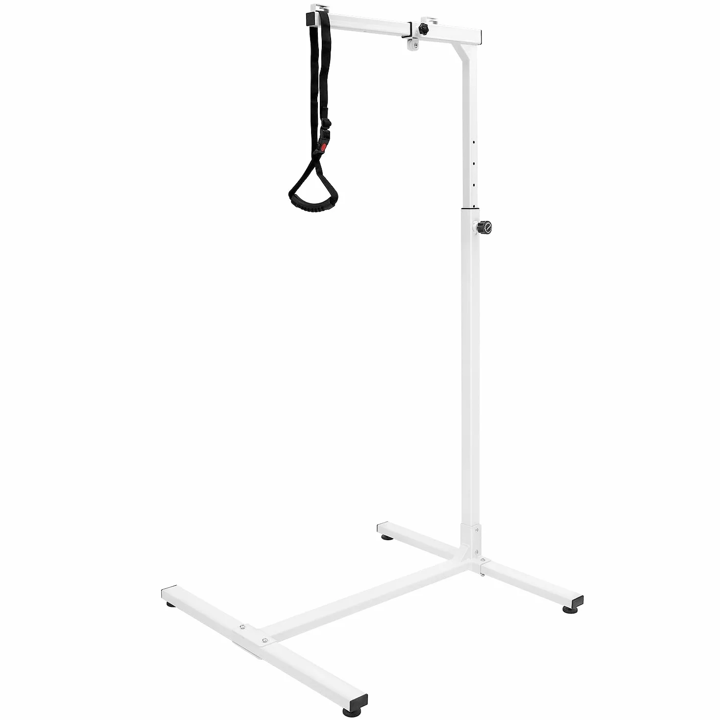QWORK Szyba łóżka z trapezowym uchwytem wolnostojąca regulowana wysokość 130–175 cm maks. obciążenie 100 kg
