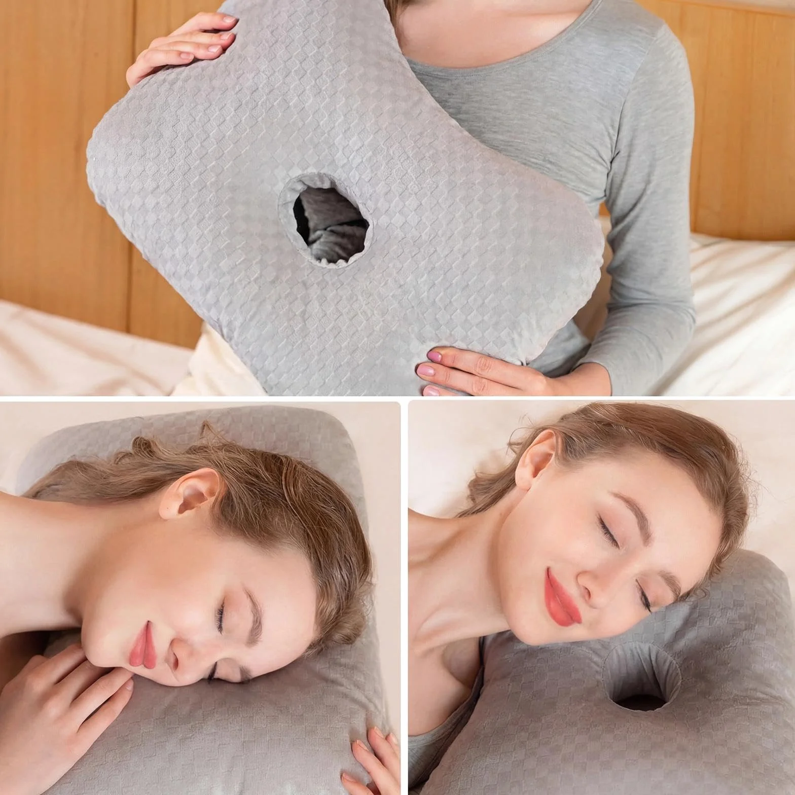Piercing Ear Hole Pillows, poduszka do piercingu w kształcie pączka, wypełnienie z olyestrem, poduszka do przekłuwania uszu dla osób śpiących na boku, z otworem na ucho, dla osób cierpiących
