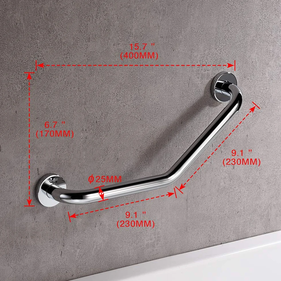 Ibergrif M34017, uchwyty prysznicowe, ASA Łazienka kąt bezpieczeństwa, balustrady WC, stal nierdzewna, srebro, 40 cm