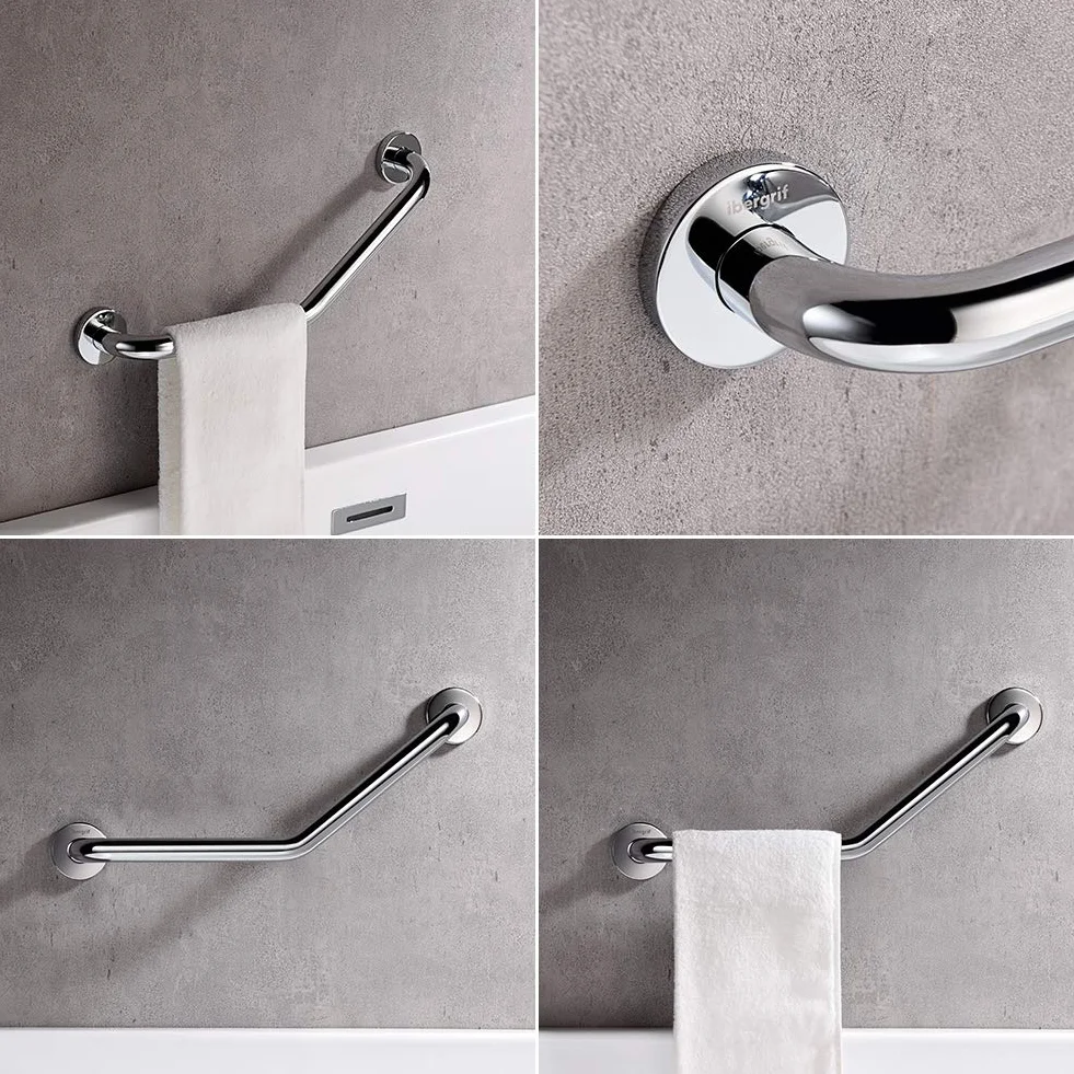 Ibergrif M34017, uchwyty prysznicowe, ASA Łazienka kąt bezpieczeństwa, balustrady WC, stal nierdzewna, srebro, 40 cm