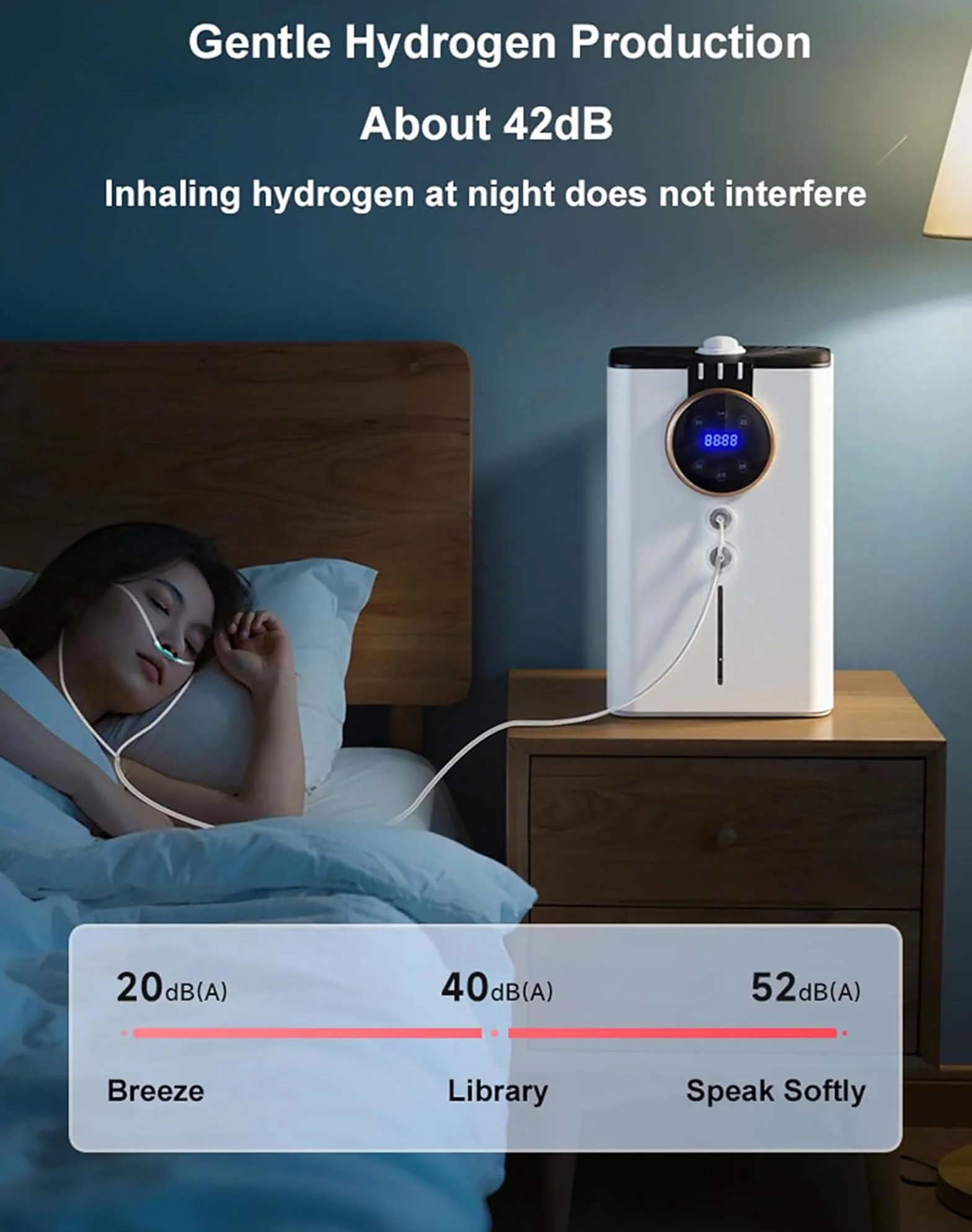Inhalator Wodorowy 900 Ml/Min Generator H2 99,99% Czystości Regulowana Szybkość Przepływu Timer 6-Godzinny