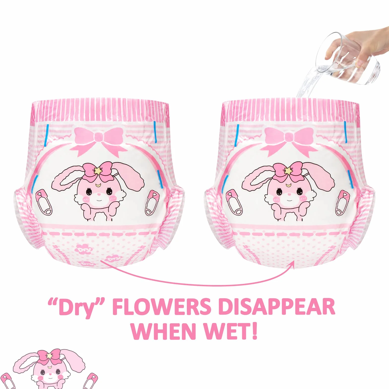 LittleForBig 5500-5800 ml pieluchy z nadrukiem dla dorosłych 2 sztuki - Baby Usagi (M)