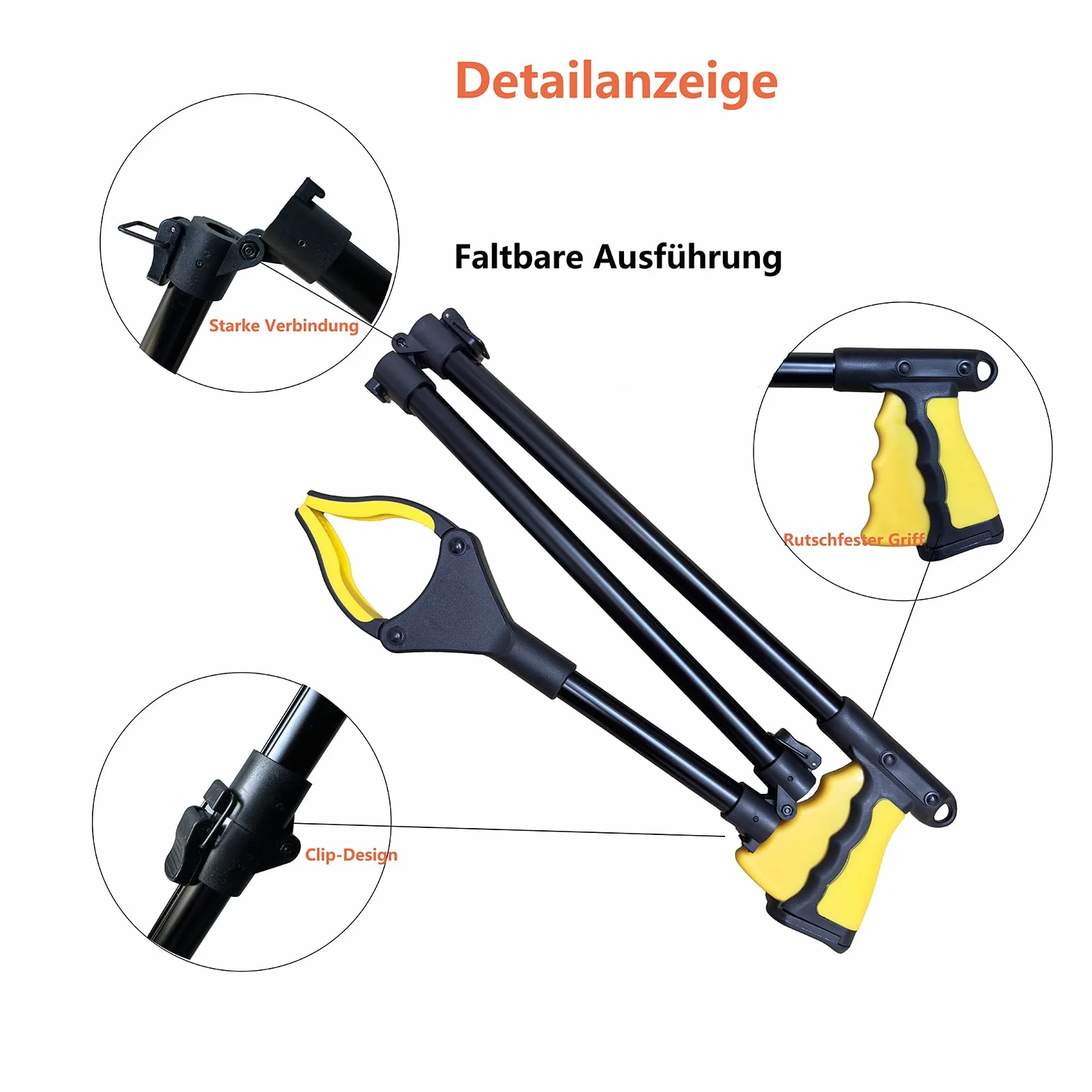 Szczypce chwytakowe dla seniorów, 110 cm, aluminiowe, długie, składane chwytaki z magnetycznymi końcówkami, pomoc w chwytaniu, dla osób niepełnosprawnych, zbieranie odpadów (czarne)