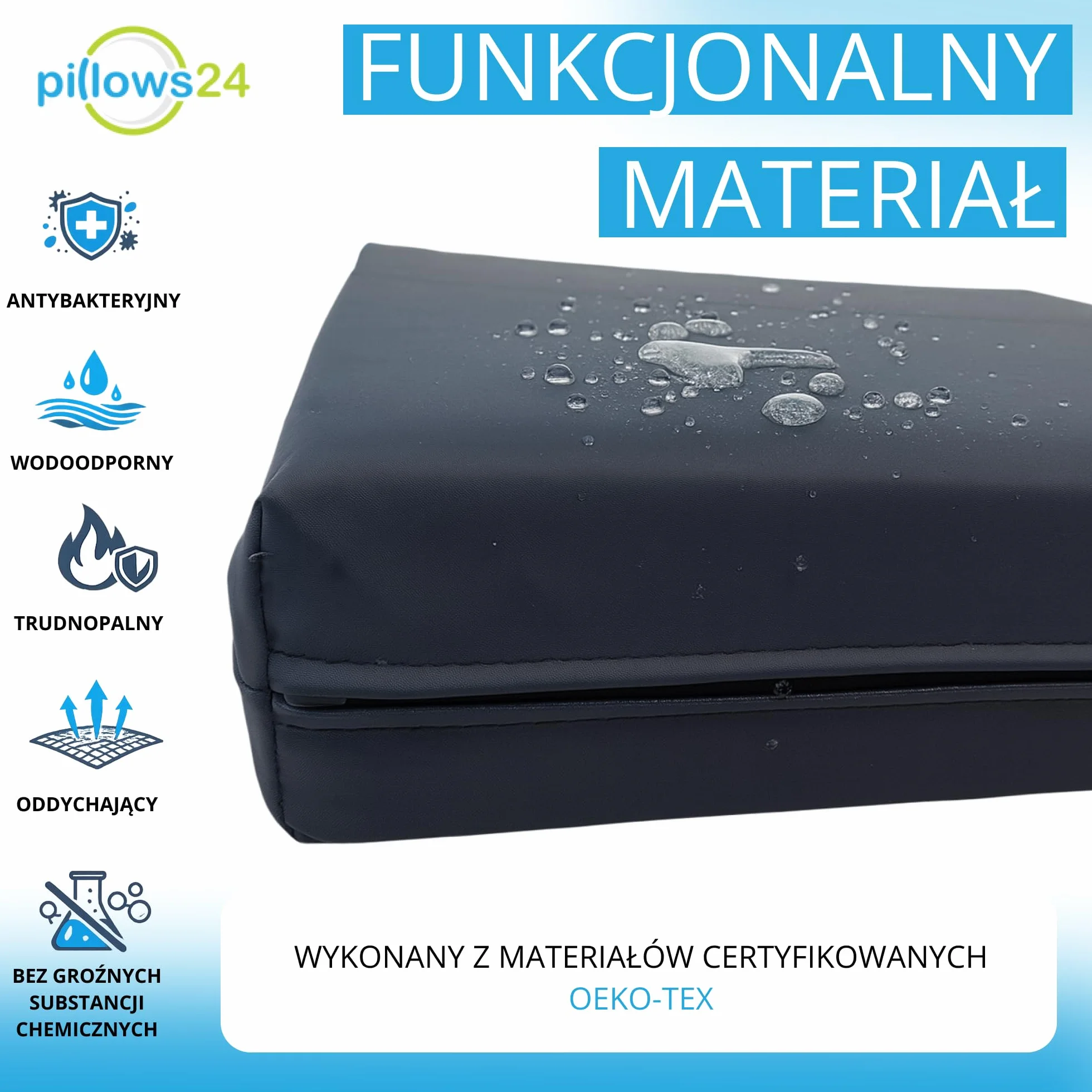 Poduszka na krzesło 40×40×8 cm | Ergonomiczne siedzisko dla dorosłych i seniorów | Siedzisko z pianką Memory i HR | Wodoodporny, zdejmowany pokrowiec | Poduszka do wózka inwalidzkiego