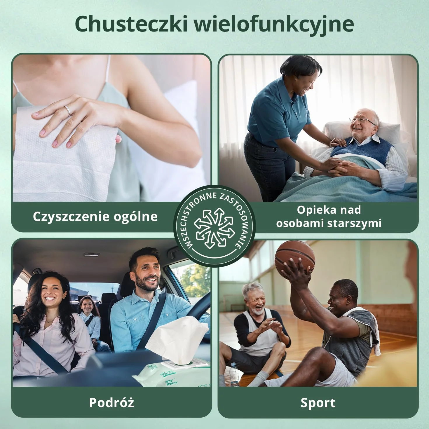 WhyWorry Chusteczki Nawilżane dla Dorosłych, Bardzo Duże 20 x 30 cm Chusteczki do Czyszczenia Ciała dla Seniorów, Bardzo Grube, Jednorazowe, z Aloesem i Witaminą E, 220 Sztuk