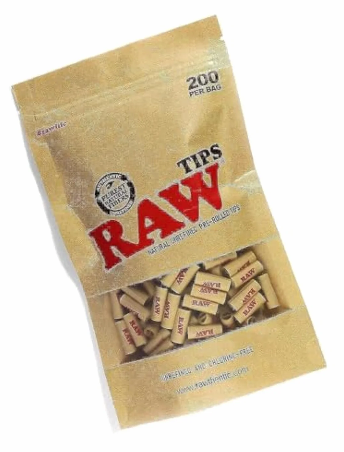 RAW Naturalne, nierafinowane, wstępnie zwinięte końcówki filtrujące – 1 torba z 200 końcówkami