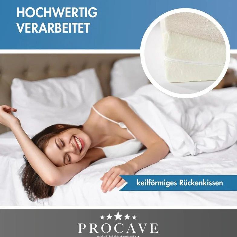 PROCAVE Klin do łóżka poduszka z pianki 70 cm x 45 cm x 15/1 cm