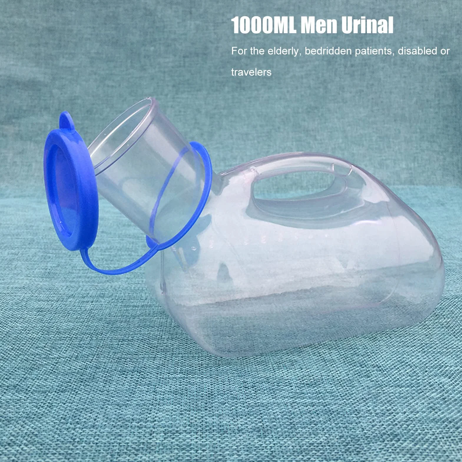 Męska plastikowa butelka na mocz samochód pisuar podróżny, 1000 ml butelka na mocz dla mężczyzn odporna na zalanie z pokrywką przezroczysty plastikowy pojemnik na mocz dla osób starszych, niepełnosprawnych