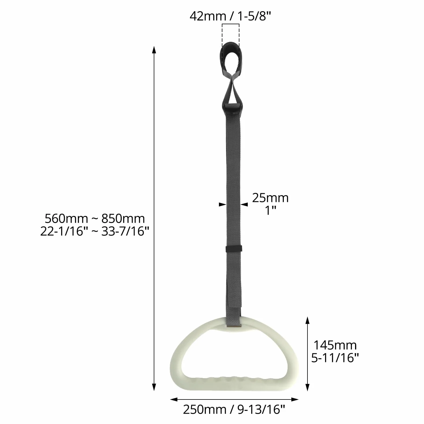 QWORK® Stojak na łóżko z bardzo dużym uchwytem 30 cm, antypoślizgowy i ergonomiczny uchwyt z regulowanym paskiem