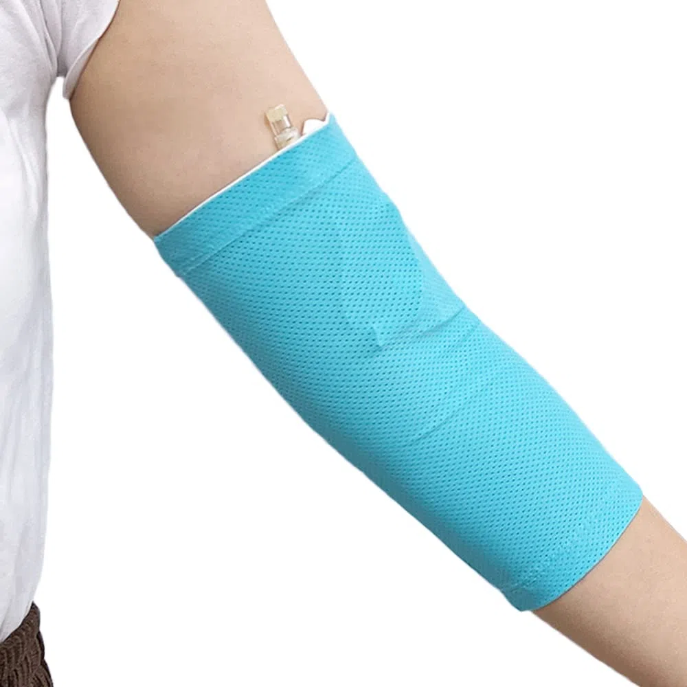 Arm PICC Line Ochraniacz na rękaw, łokieć Oddychająca odlewana osłona do karmienia dla obwodu ramienia (rozmiar L, cyjan)