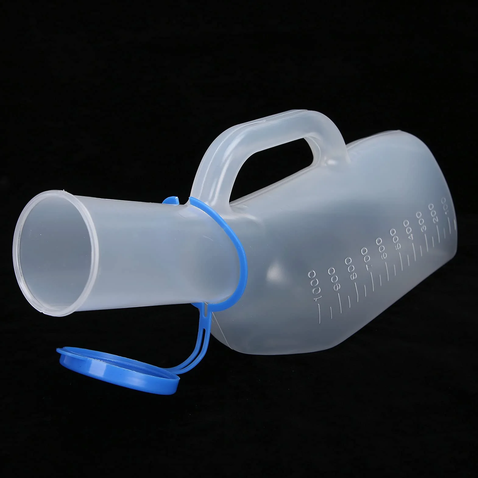 Butelka na Mocz, 1000 Ml Mężczyźni Plastikowy Pisuar Mężczyzna Osoba w Podeszłym Wieku Obłożnie Chory Mocz Butelka na Mocz Toaleta Wielokrotnego Użytku Wiaderko na Mocz Lejek do Zbierania Moczu Worek