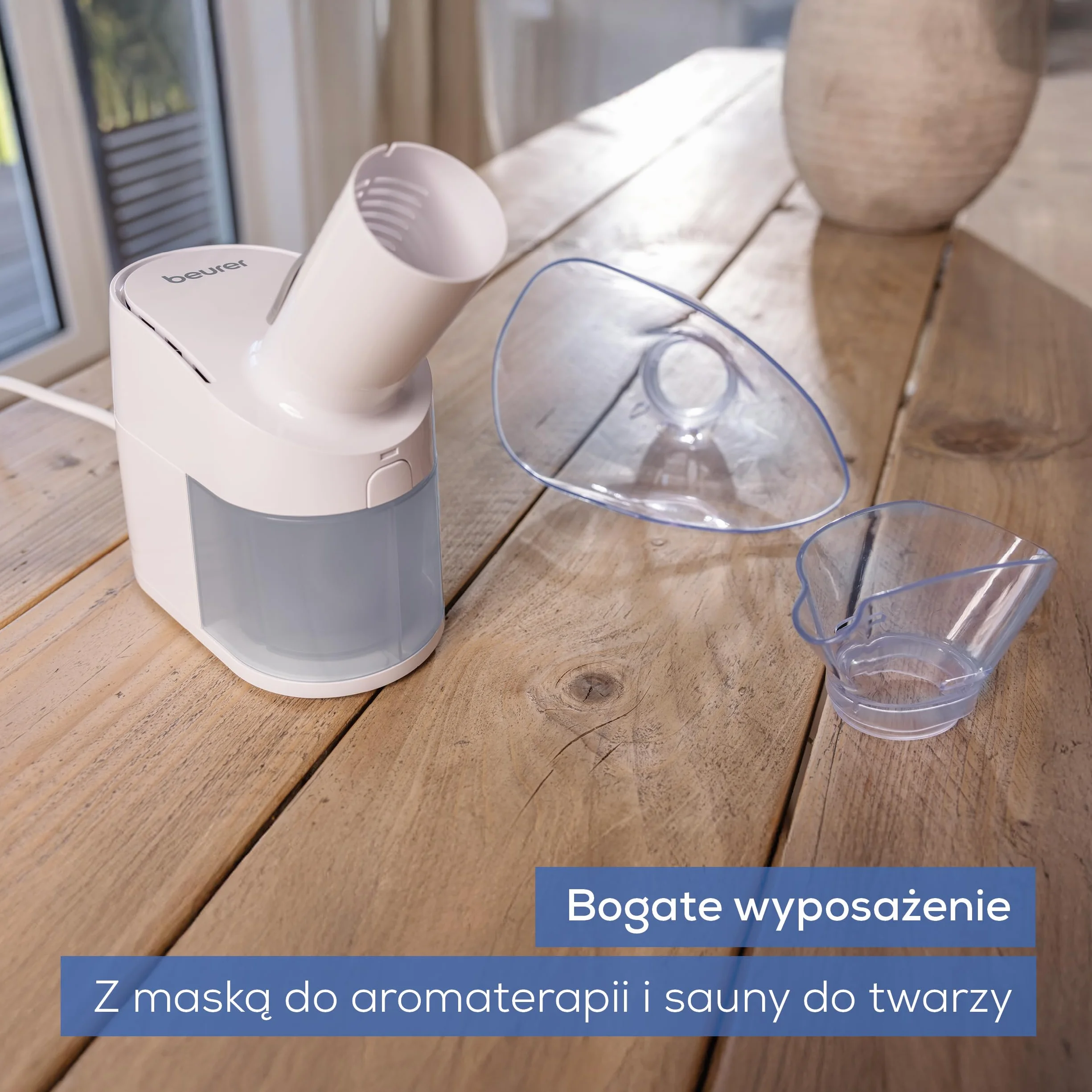 Beurer SI 40 inhalator parowy do nawilżania ust nosa gardła nebulizacja soli fizjologicznej olejków eterycznych