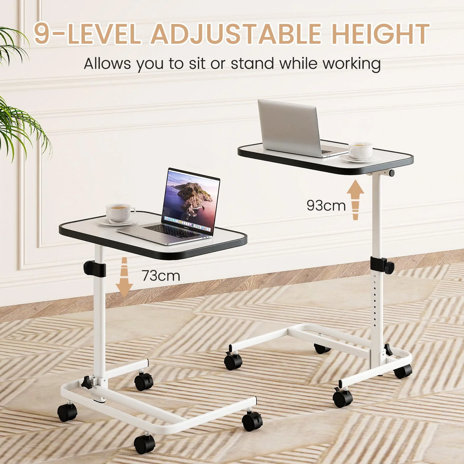 GIANTEX Stół pielęgnacyjny z regulacją wysokości 73-93 cm, mobilny stolik pomocniczy z metalowym stelażem