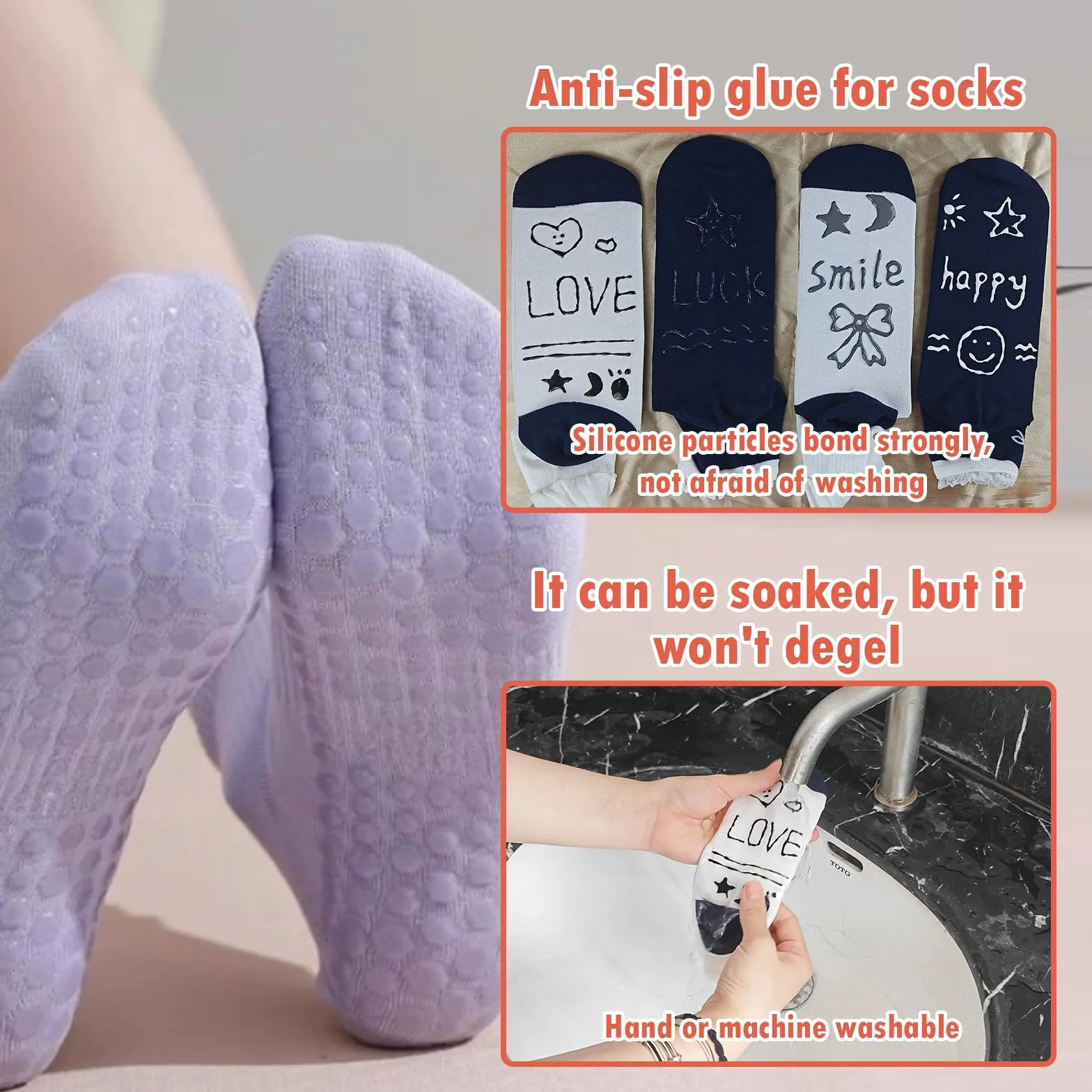 Sock Stop antypoślizgowa 100 g przezroczysta farba antypoślizgowa na bazie wody (nie lateks), do tekstyliów, bezpieczna przyczepność na gładkich podłogach, łatwe zastosowanie z butelki