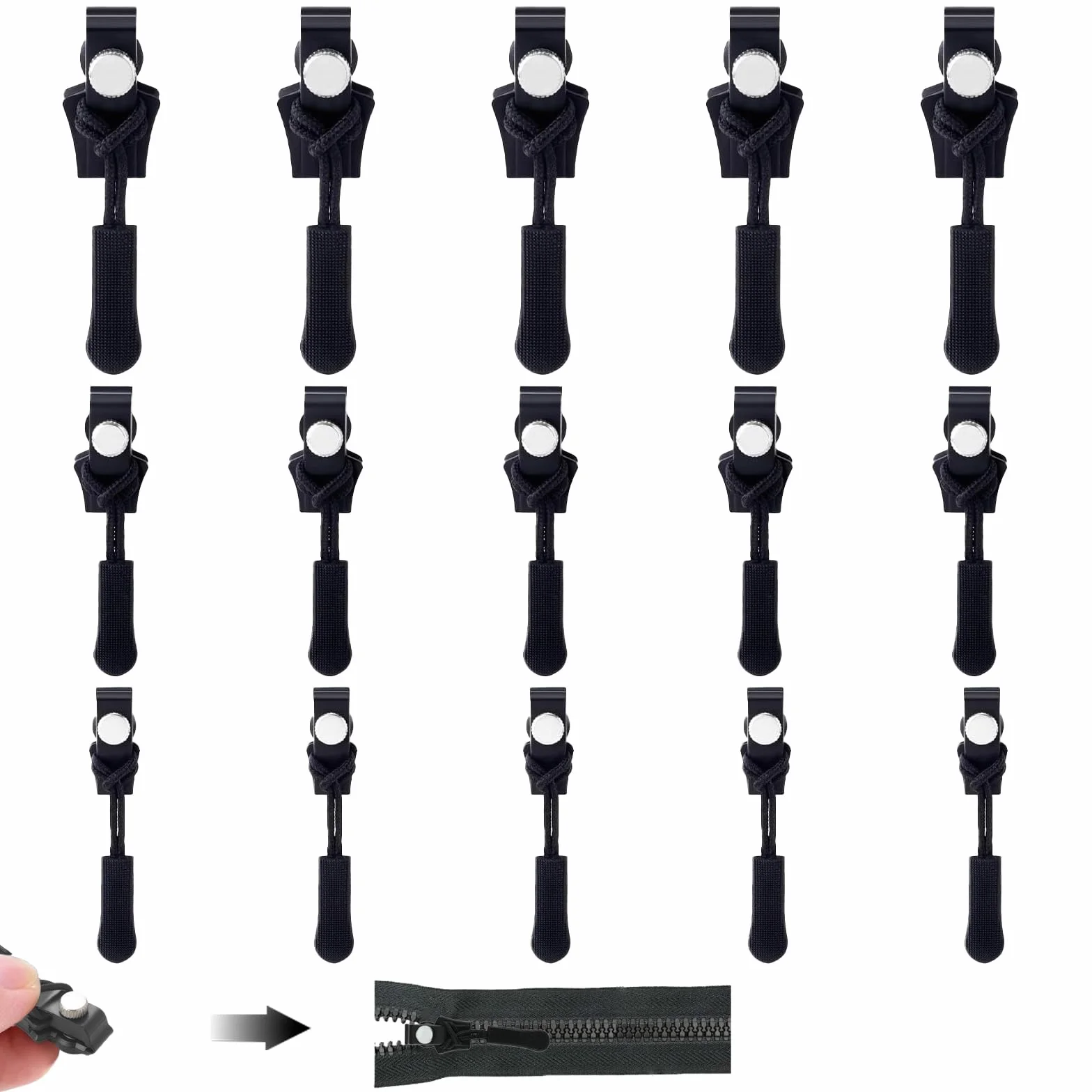SSKHE Zestaw naprawczy zamka błyskawicznego, 12 sztuk, zdejmowany, 3 różne rozmiary (8 mm/10 mm/12 mm), zestaw naprawczy do ubrań, spodni, portfeli, walizek