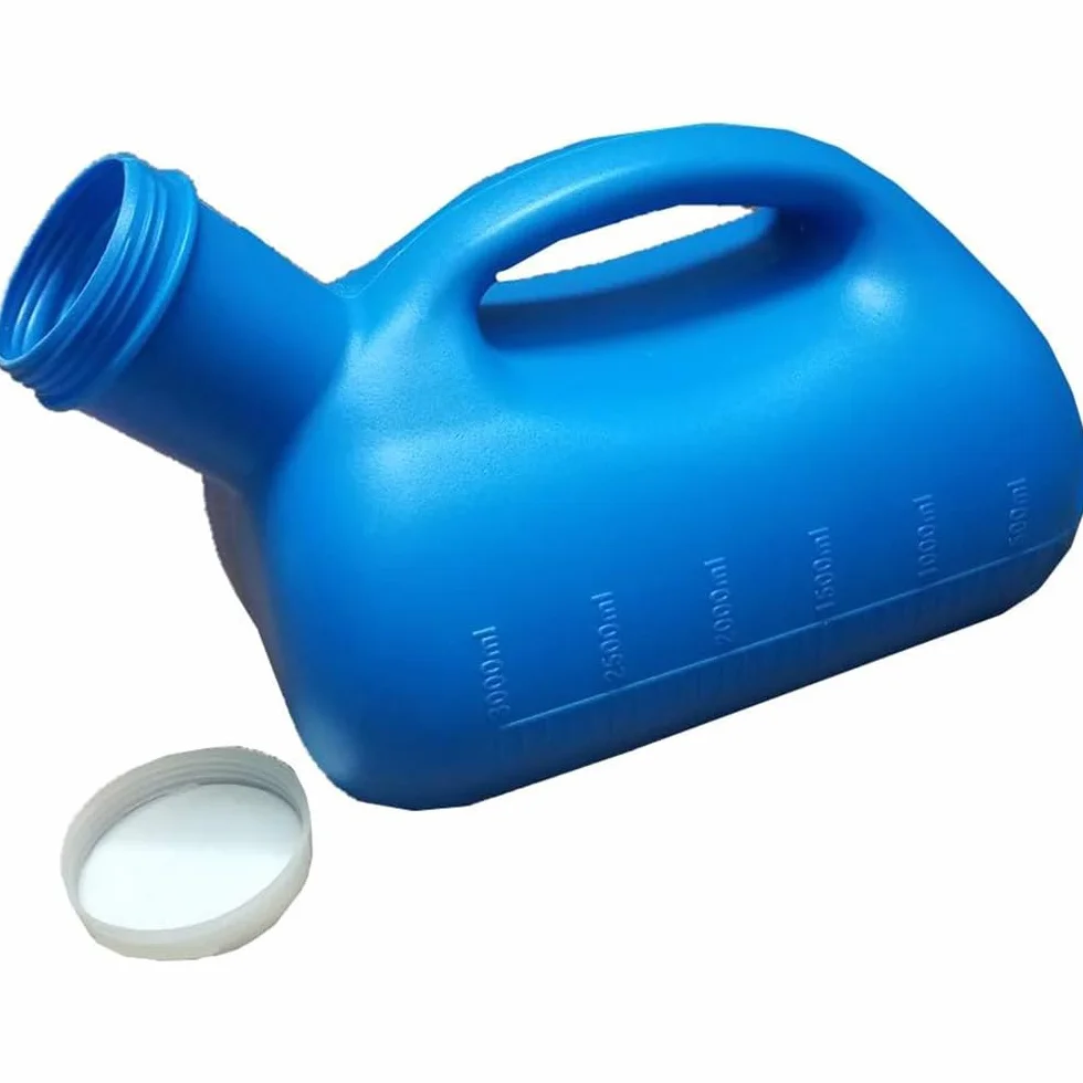 Butelka na mocz dla mężczyzn, 3000 ml, dla mężczyzn z pokrywką, na mocz, do szpitala, na zewnątrz, do samochodu, na kemping – niebieska