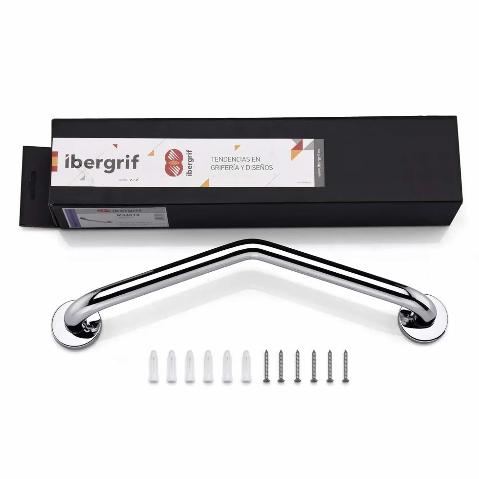 Ibergrif M34017, uchwyty prysznicowe, ASA Łazienka kąt bezpieczeństwa, balustrady WC, stal nierdzewna, srebro, 40 cm