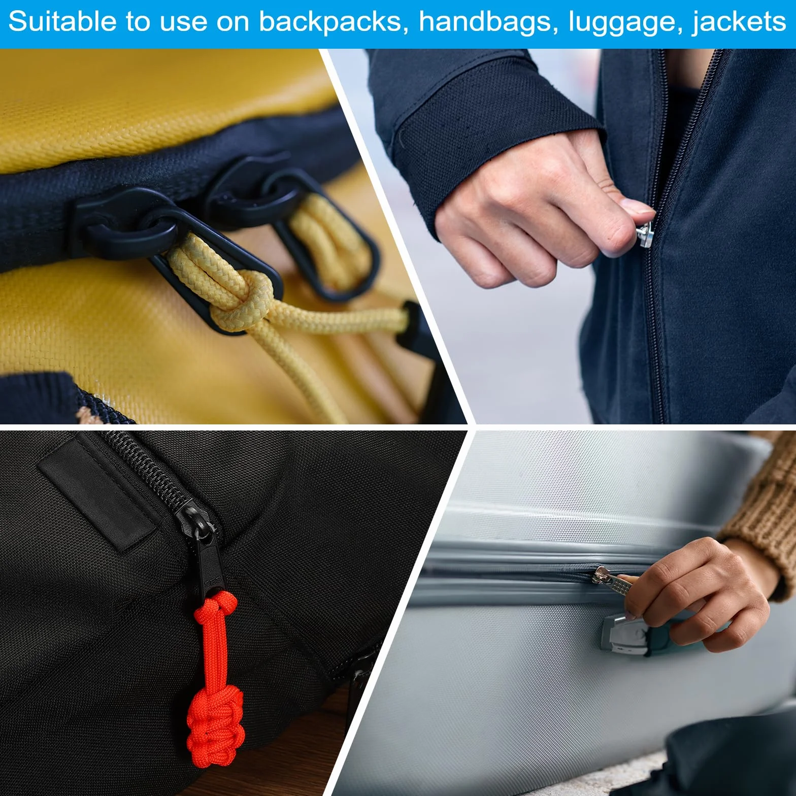 PATIKIL Wymienne suwaki, 6 sztuk, przedłużacz, uchwyt, przedłużacz, przedłużacz, zestaw naprawczy głowicy do bagażu, plecaka, kurtki, czarny