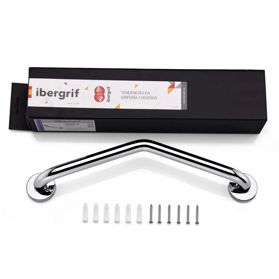Ibergrif M34017, uchwyty prysznicowe, ASA Łazienka kąt bezpieczeństwa, balustrady WC, stal nierdzewna, srebro, 40 cm