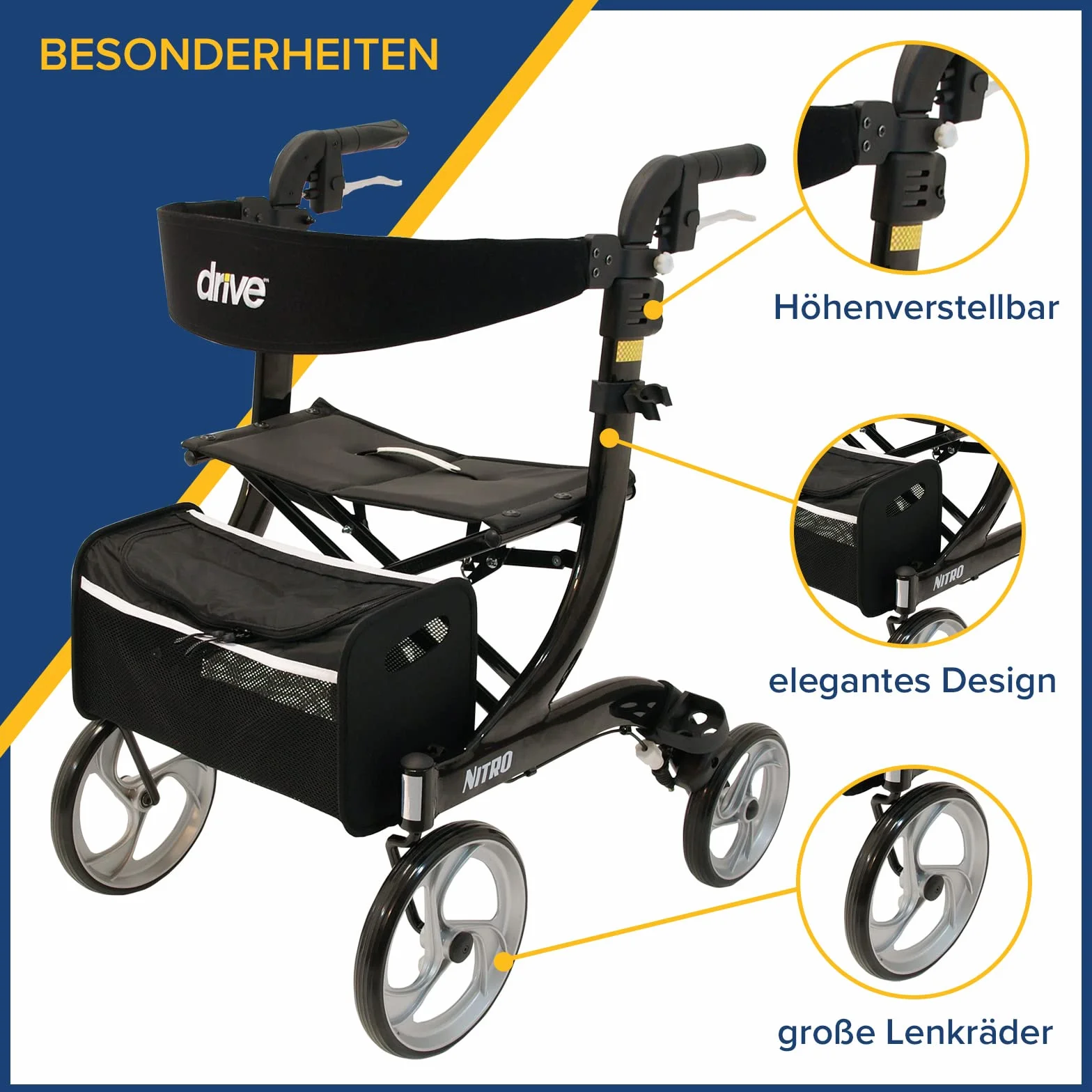 Drive Medical Rollator Nitro Größe M, weiß