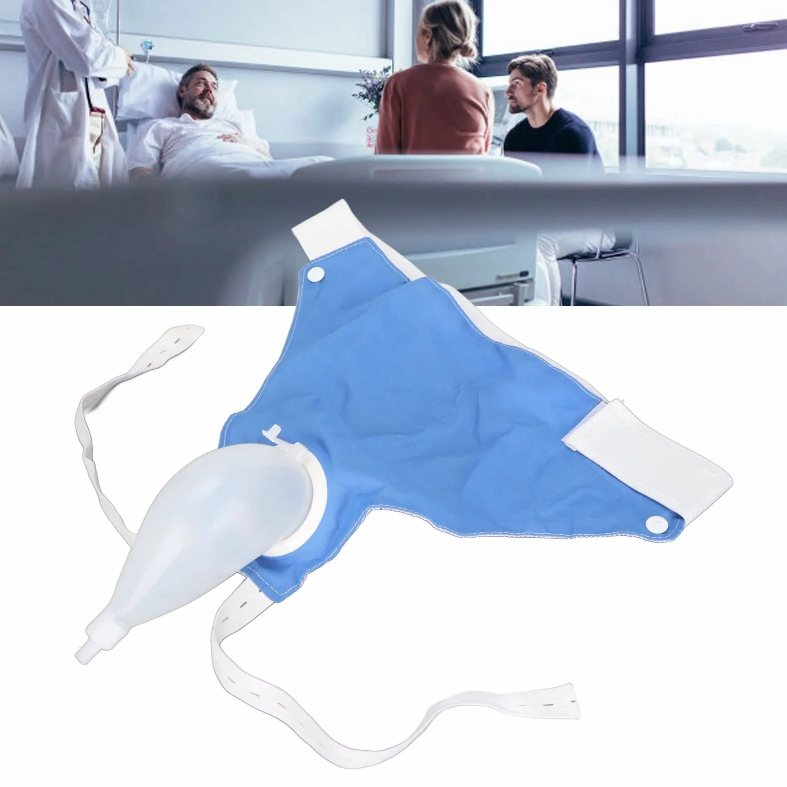 Męska torba na mocz, wielokrotnego użytku, torba na mocz do noszenia z kanałem cewnika moczowego, 1000 ml, 2000 ml, dla mężczyzn w podeszłym wieku, nietrzymanie moczu u pacjentów w łóżku, niebieska