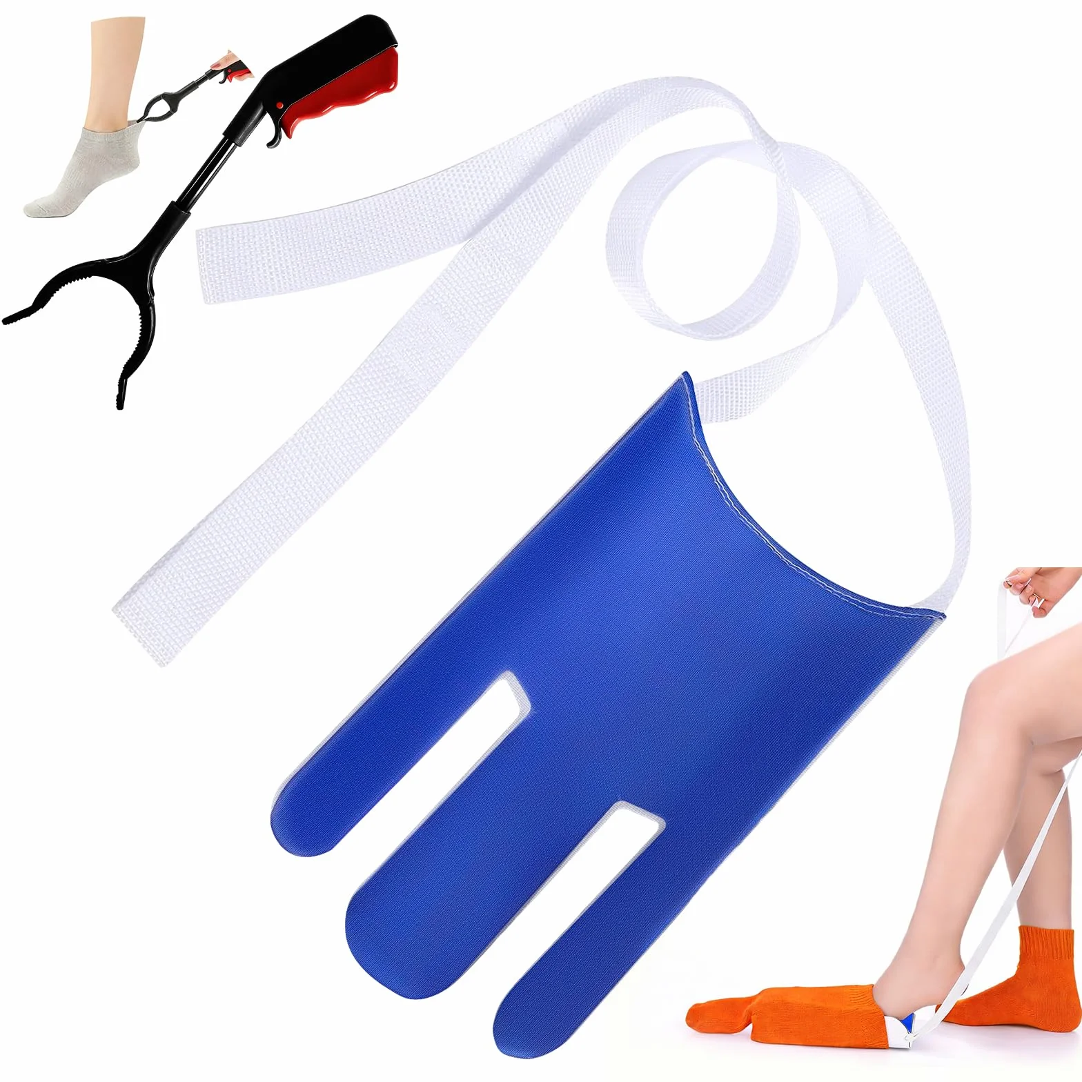 Asystent do zakładania skarpet, ergonomiczny pomocnik Sock Aid, ułatwia założenie skarpet bez schylania, idealny dla seniorów, osób niepełnosprawnych i w ciąży