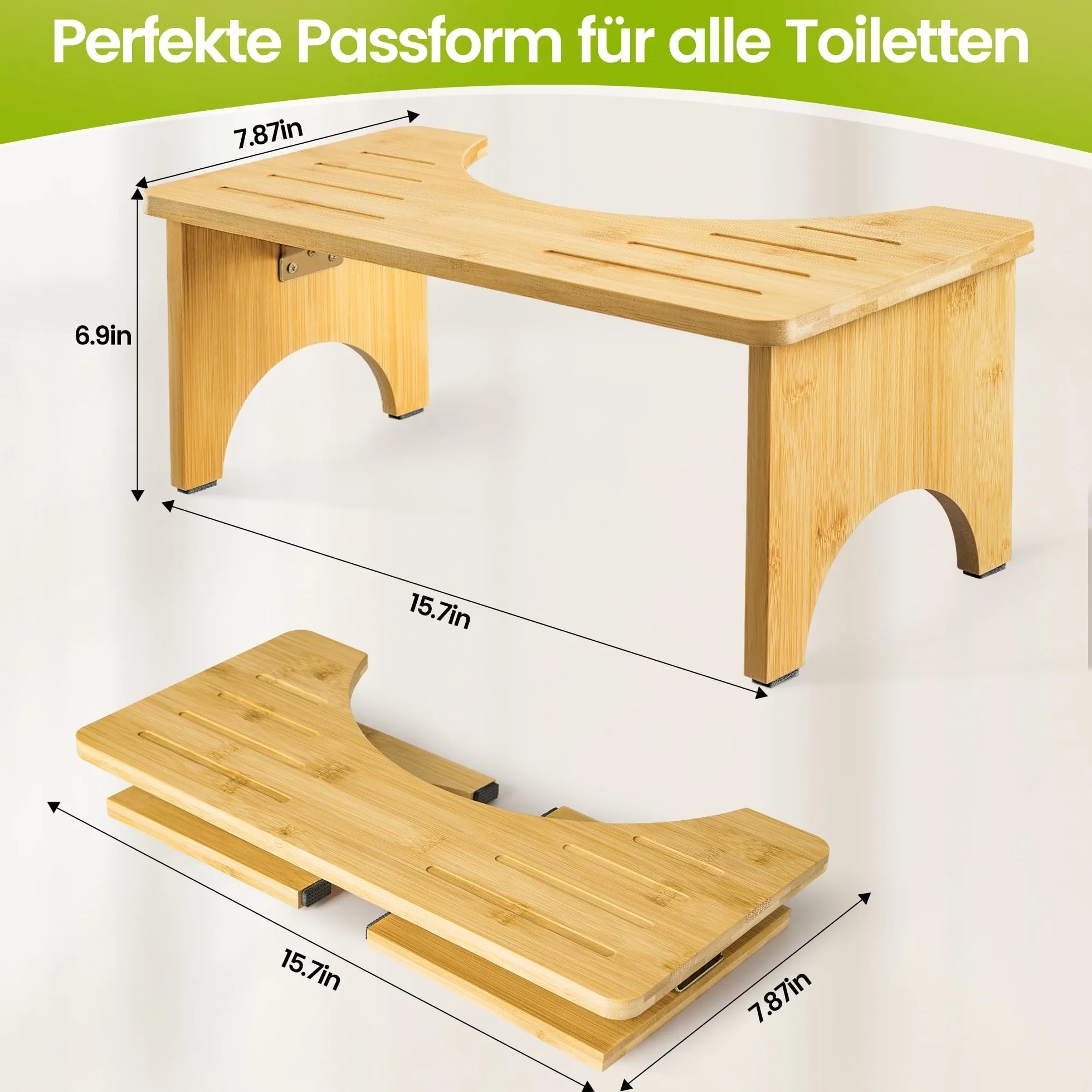 Składany taboret toaletowy dla dorosłych, taboret toaletowy z drewna bambusowego do łazienki, ergonomiczny taboret do WC na hemoroidy, zaparcia, wzdęcia