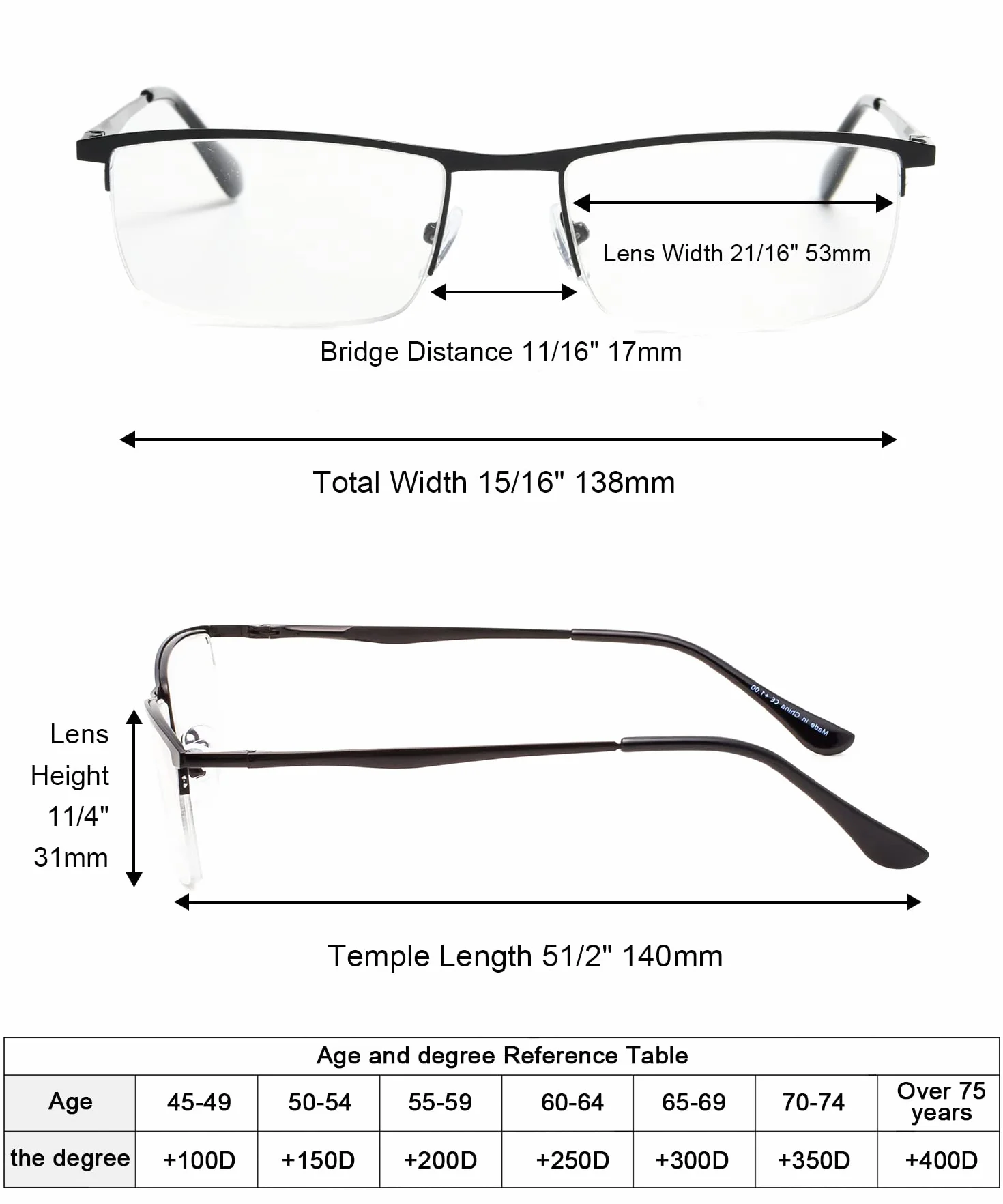 Eyekepper Okulary do czytania z metalową półoprawką dla mężczyzn i kobiet