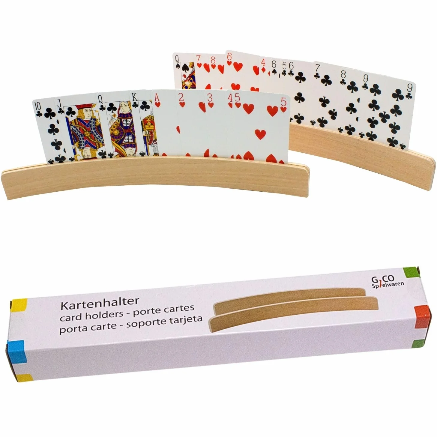 GICO Uchwyt na karty/karty do gry z drewna długość (33 cm) – zestaw 2 szt. – 7956