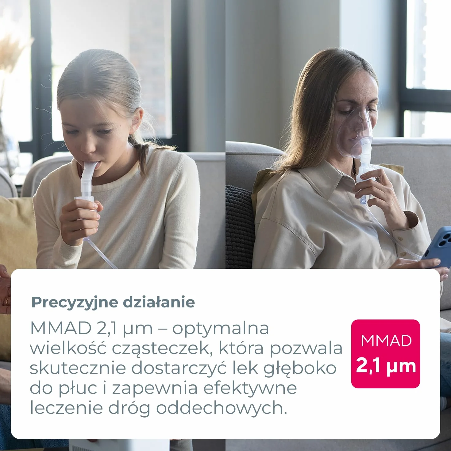 B.Well Inhalator Nebulizator Tłokowy 44 dB 100x54x51 mm z Maskami
