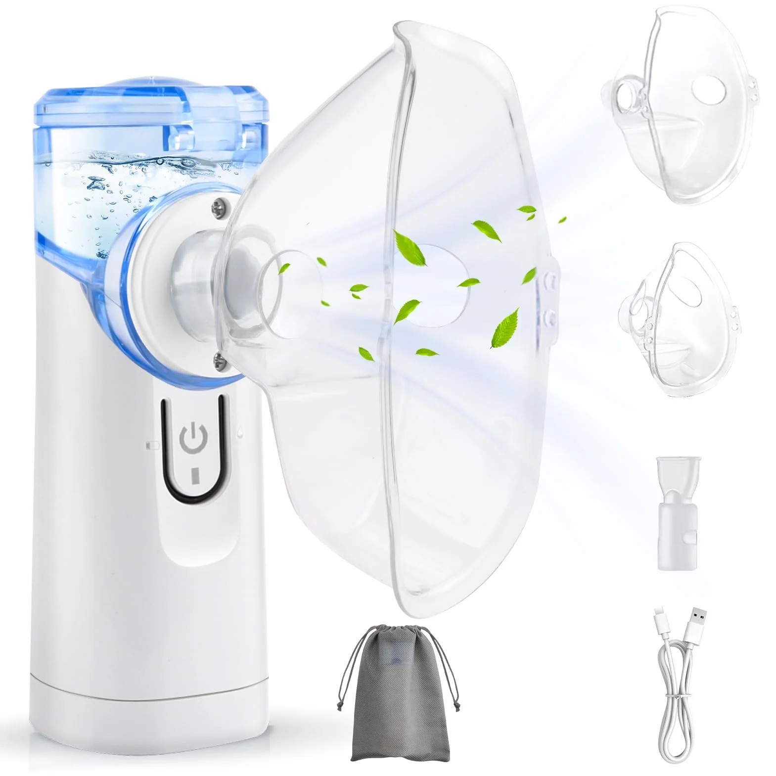 Inhalator, przenośny zestaw nebulizatora do inhalacji, cichy inhalator z ustnikiem, nebulizator do inhalacji dla dzieci i dorosłych, inhalator z ustnikiem, akumulator USB