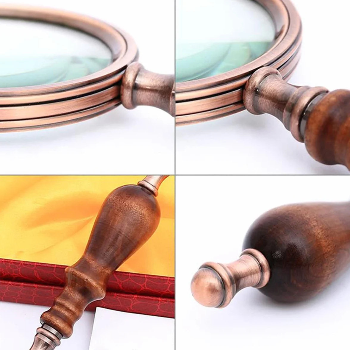 Ręczna metalowa lupa 10X klasyczna nostalgiczna lupa w retro stylu z ebnowym uchwytem The Elder narzędzie do czytania UC32